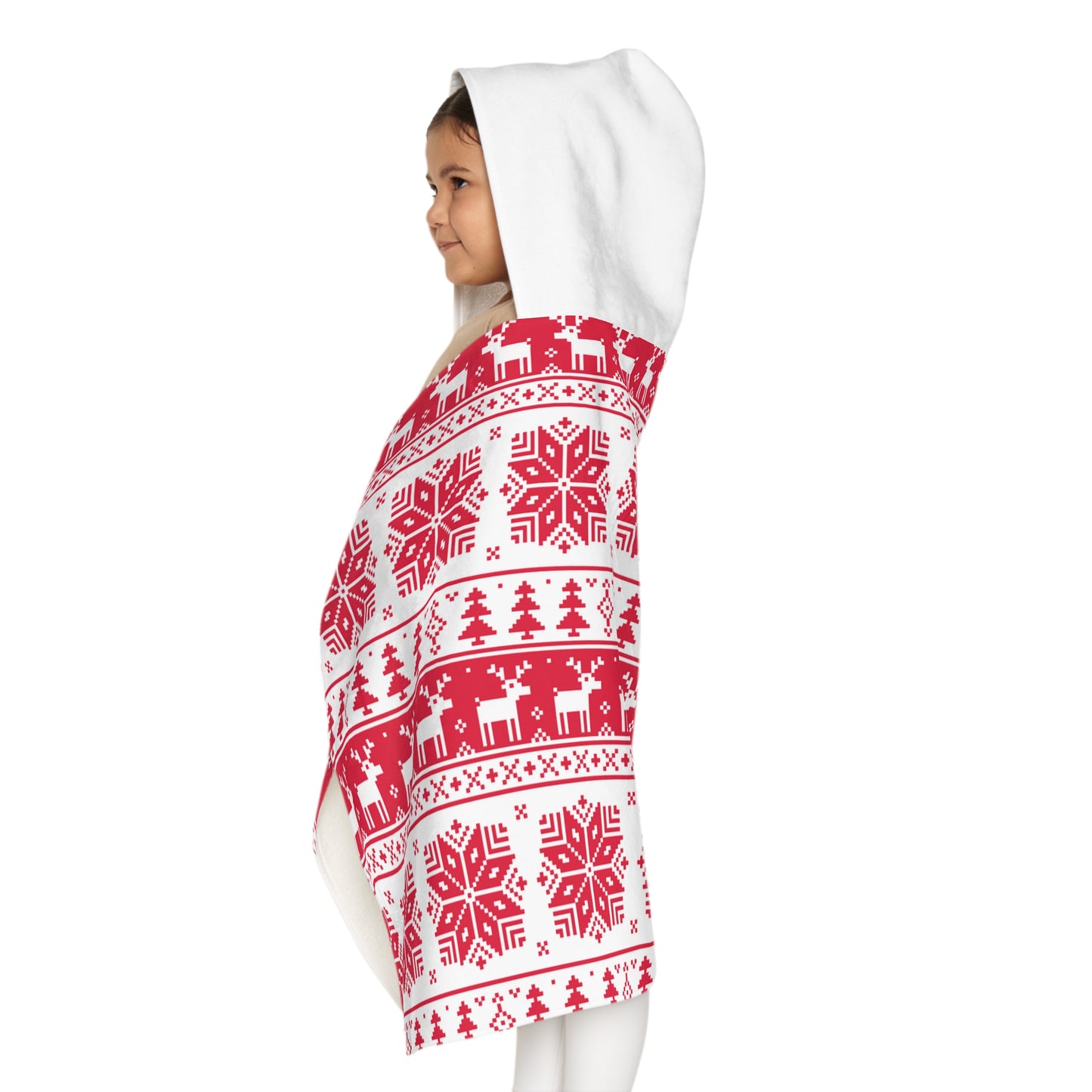 Christmas Youth Hooded Towel – Soft Polyester & Terry Cotton Kids Bath & Beach Wrap