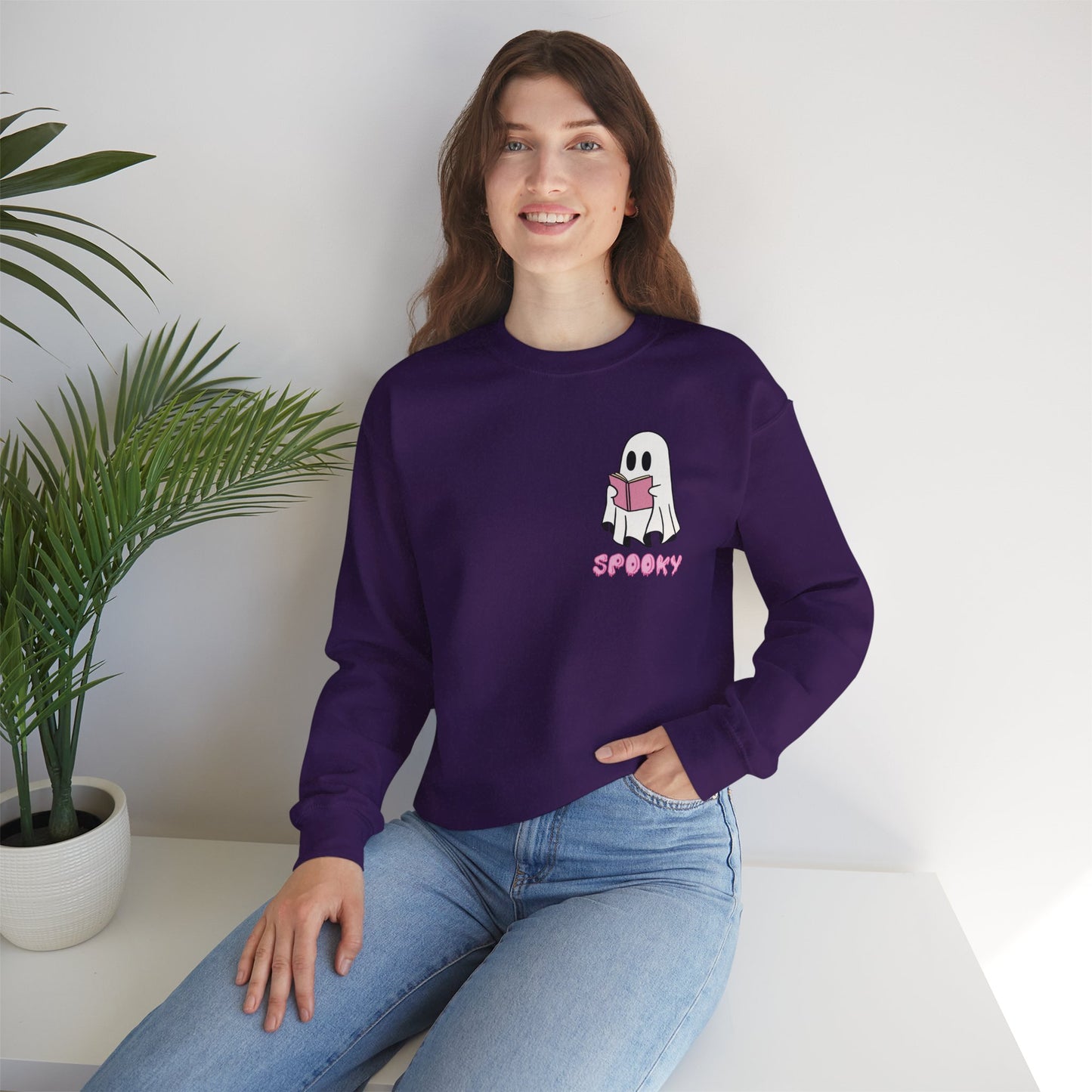 Spooky Bookworm Ghost Sweatshirt – Cozy Halloween Reads