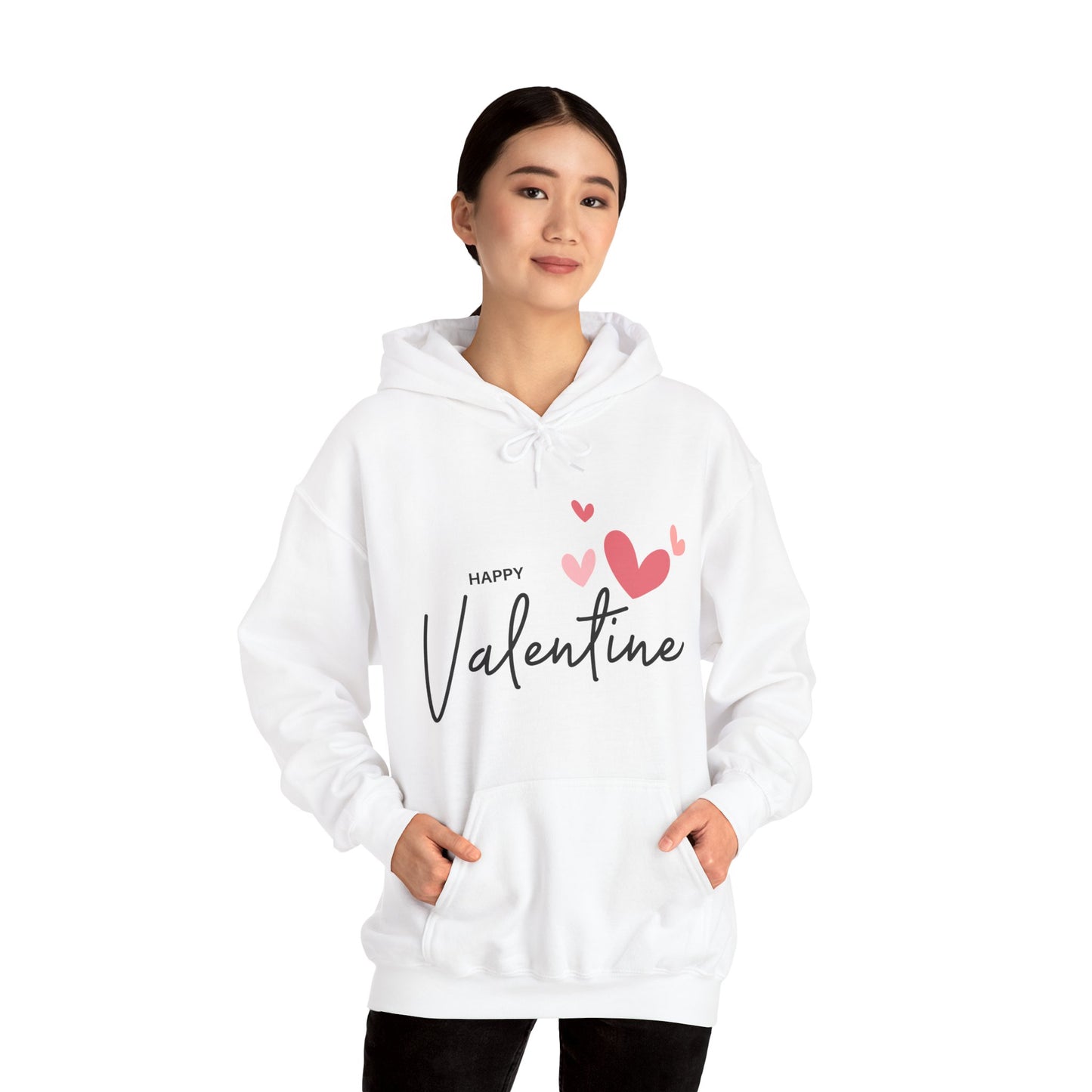 Valentine Sweatshirt, Unisex Heavy Blend™ Hooded Sweatshirt with Happy Valentine Print, Valentine Gift