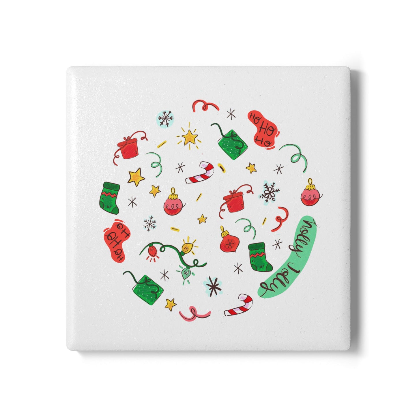 Holly Jolly Christmas Coaster – Festive Holiday Drink Accessory