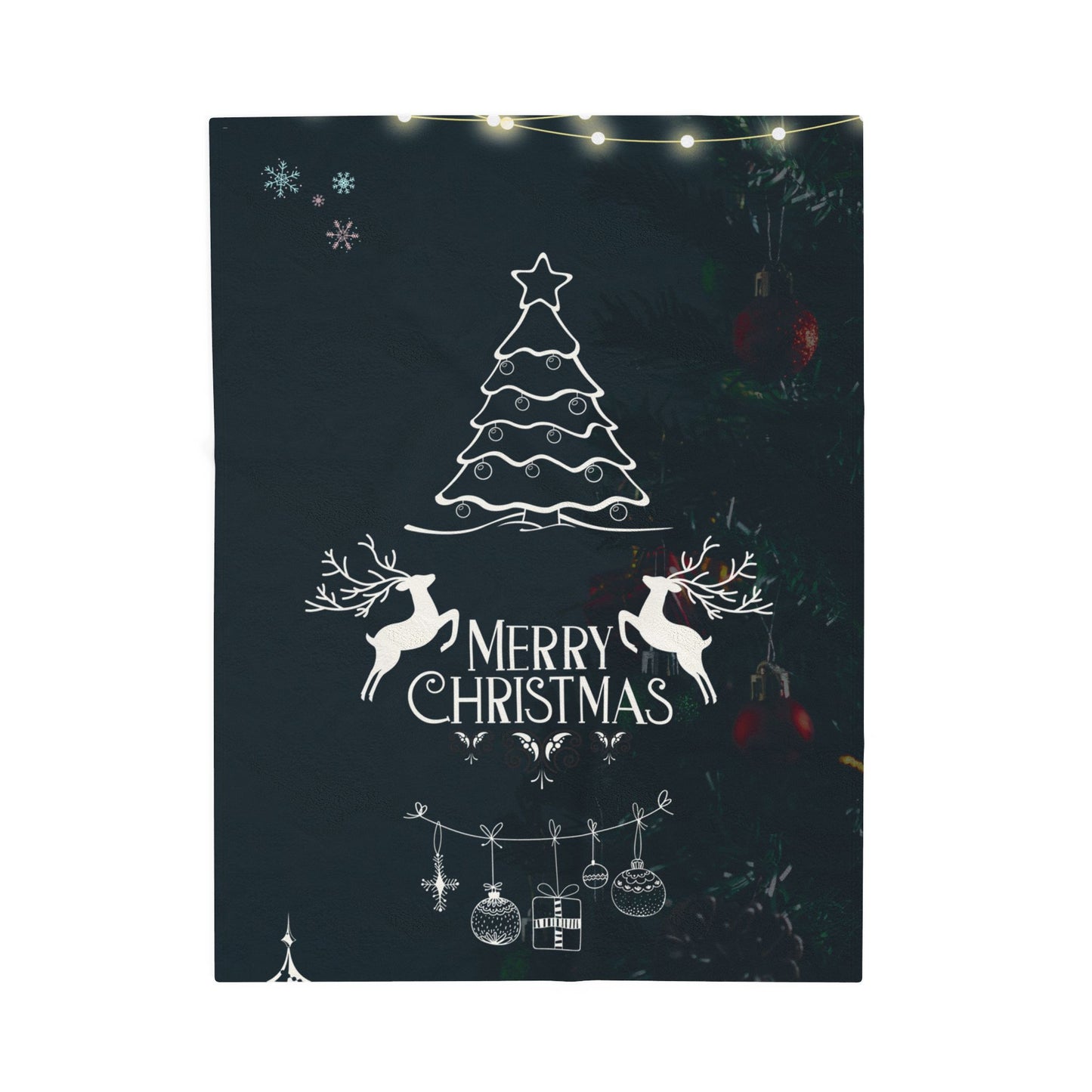 Merry Christmas in Blank Printed Velveteen Plush Blanket