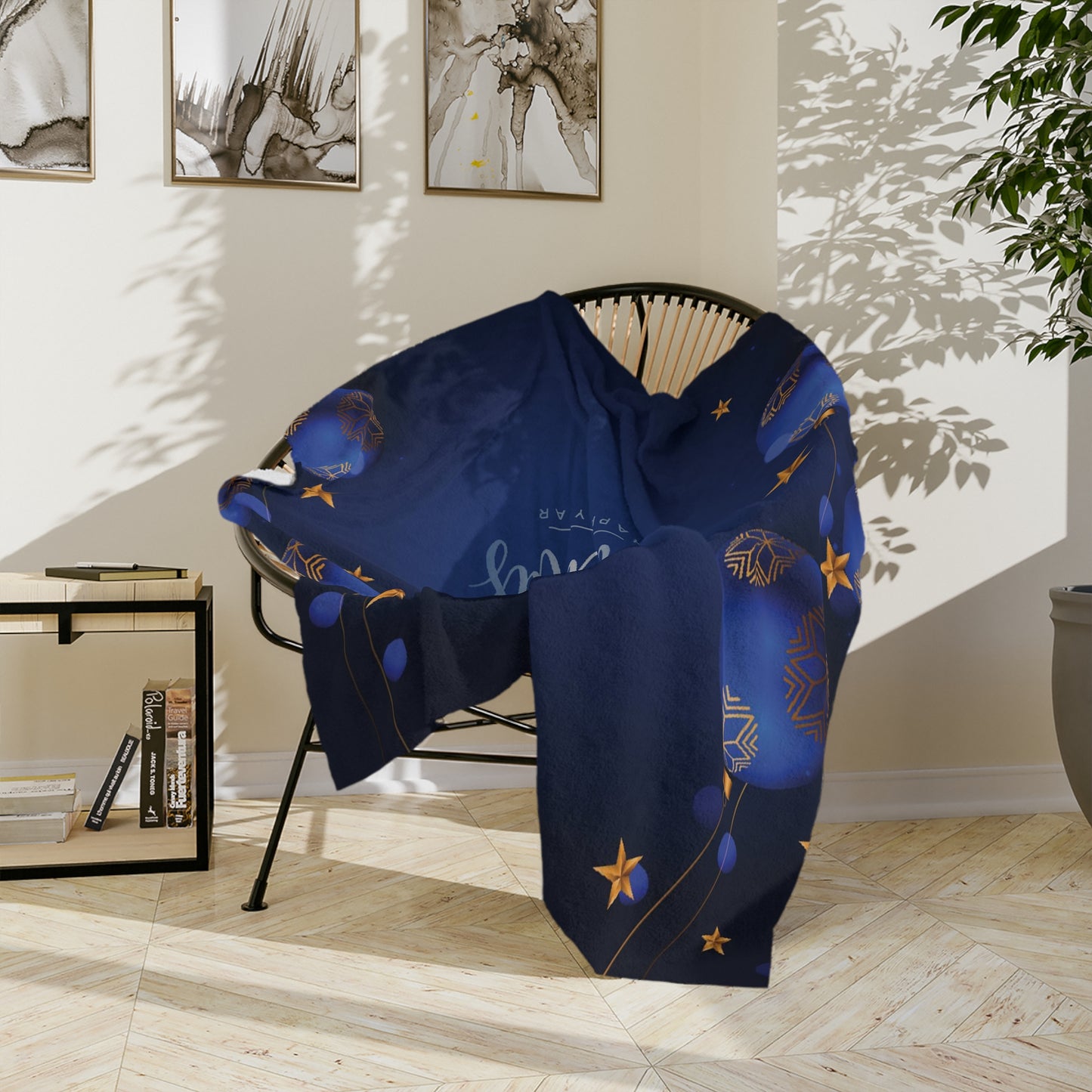 Dark Blue Christmas Velveteen Minky Blanket