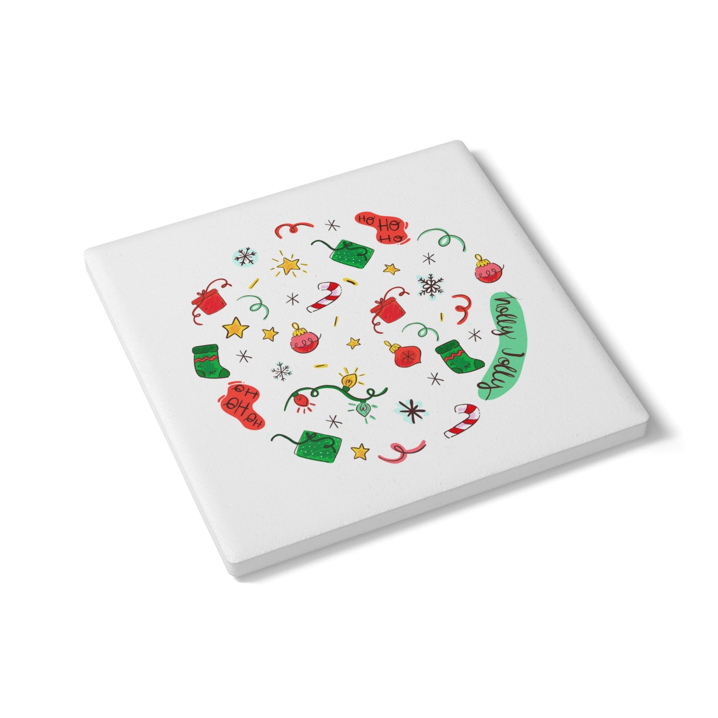 Holly Jolly Christmas Coaster – Festive Holiday Drink Accessory