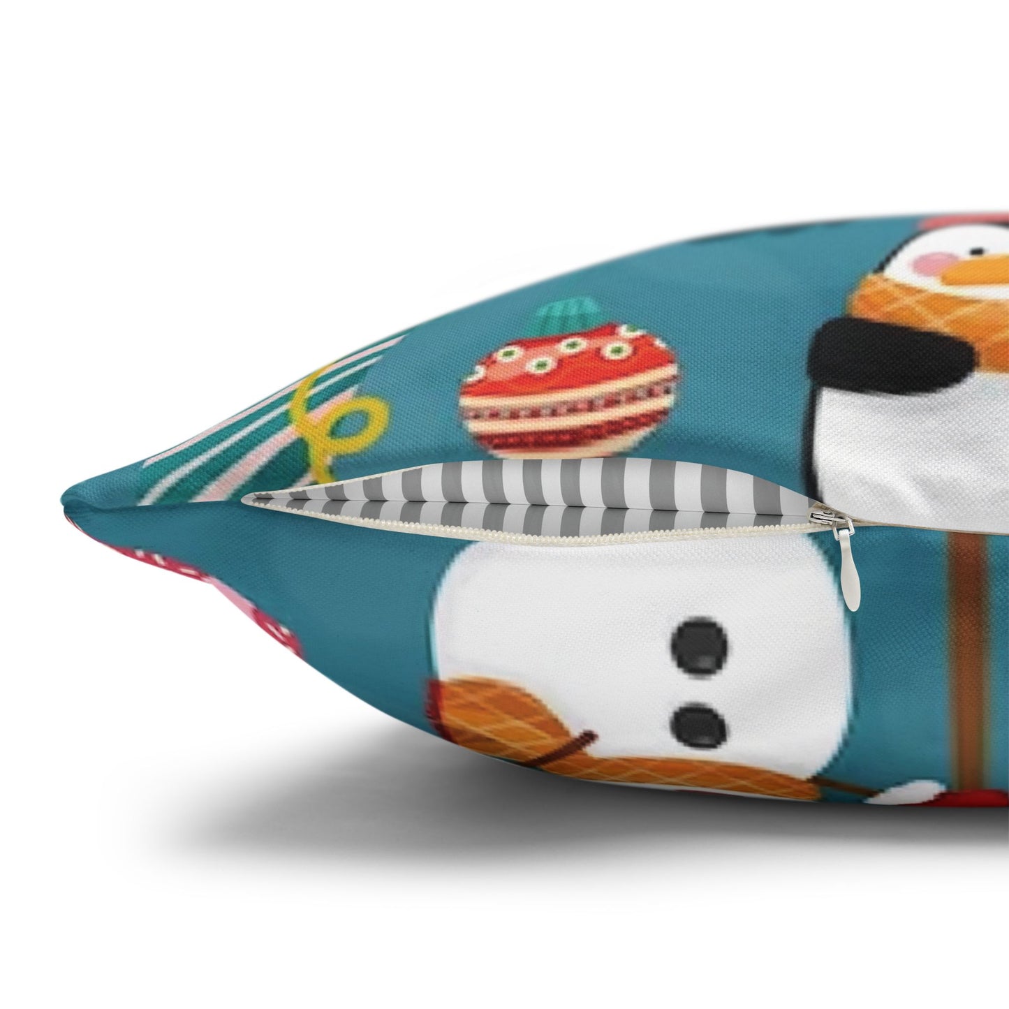 Christmas Spun Polyester Square Pillowcase – Double-Sided Festive Cover