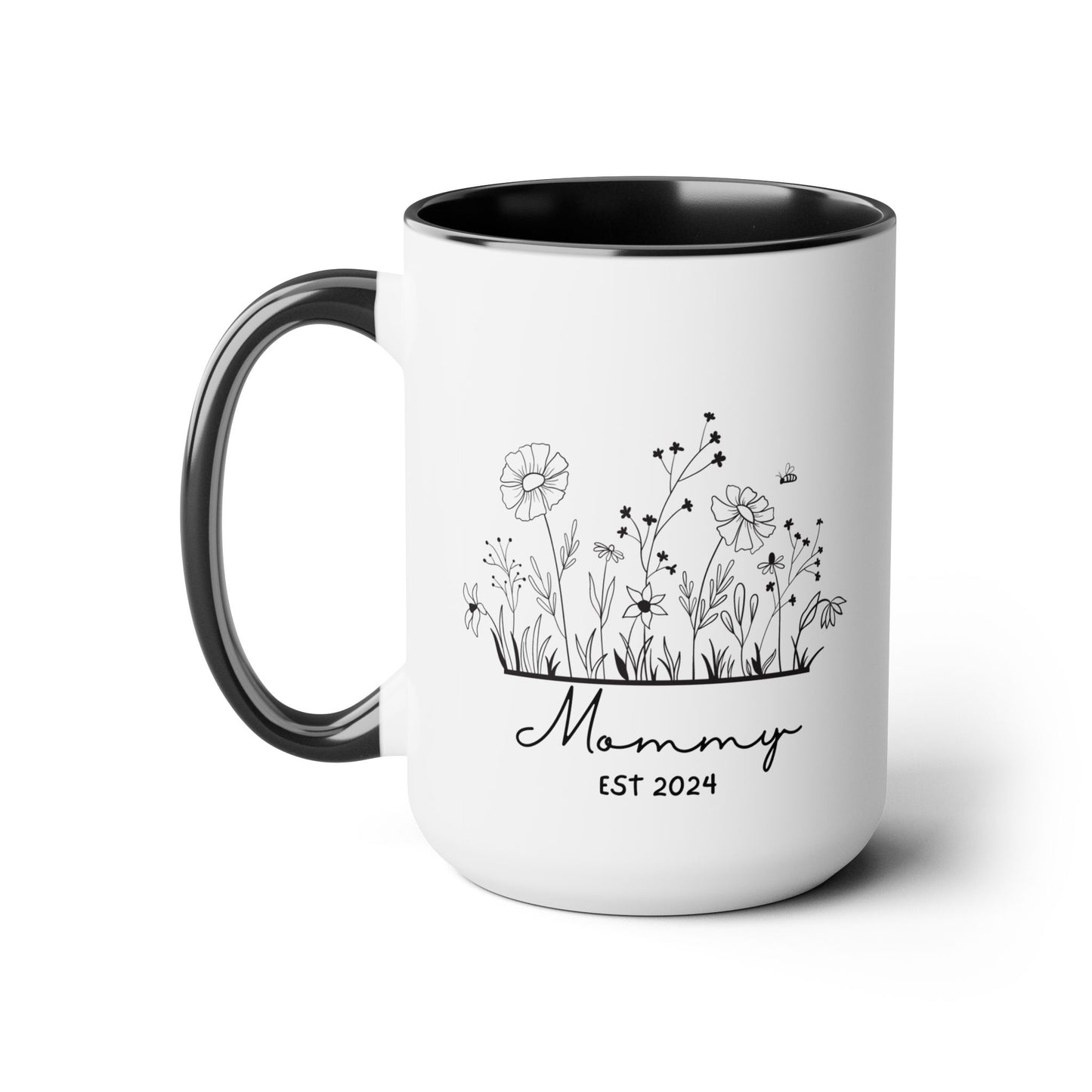 Mommy EST Ceramic Coffee Mug – Personalized Mom Gift, 15oz