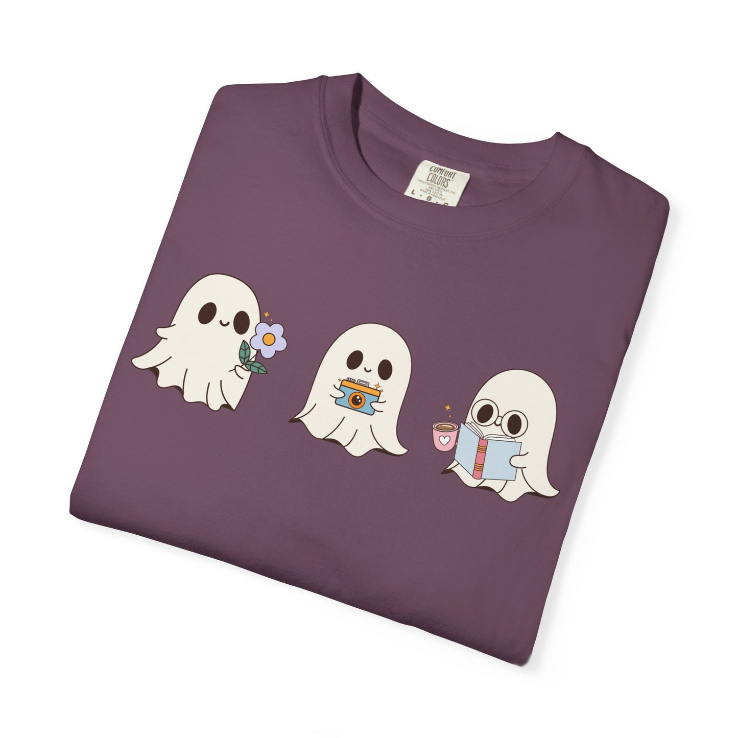 Cute Ghost Trio Halloween T-Shirt – Spooky Season Graphic Tee