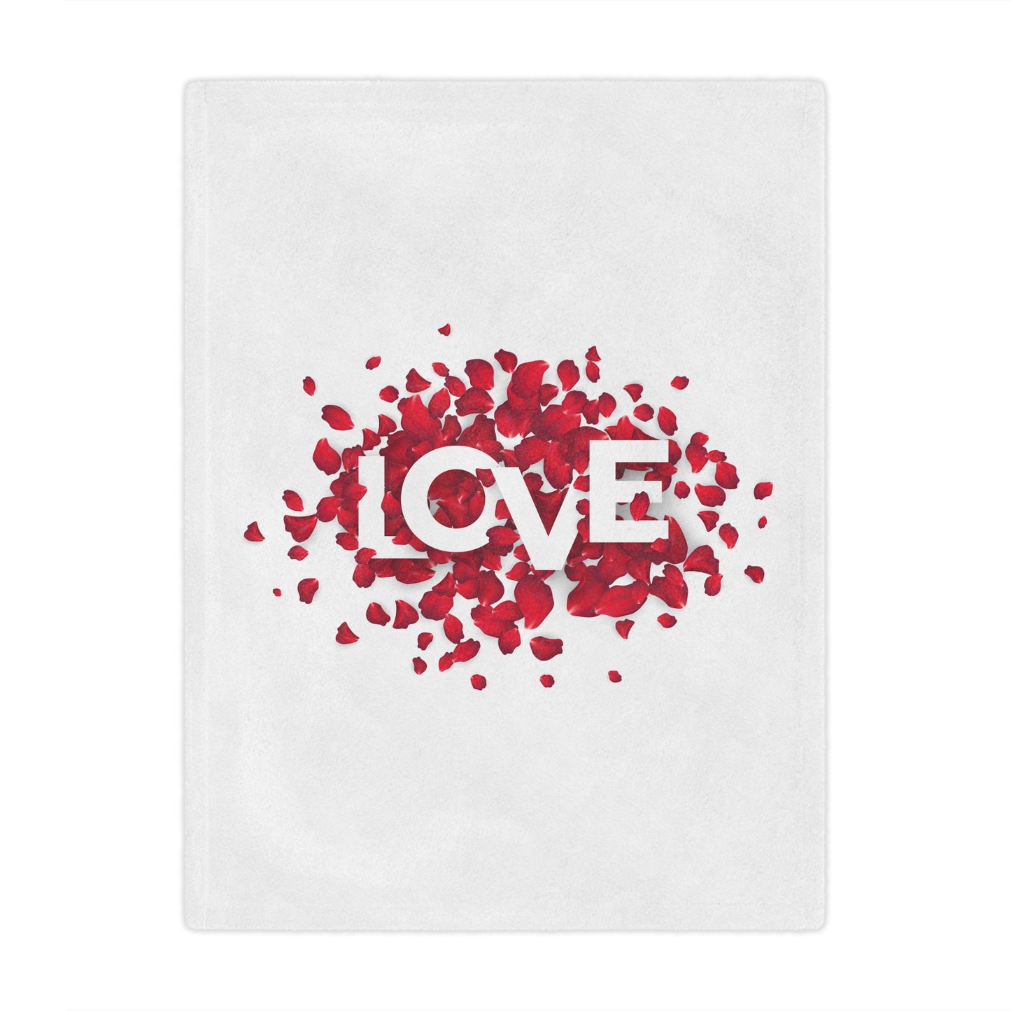 Love with Heart made of Flower Printed Valentine Minky Blanket, White & Red