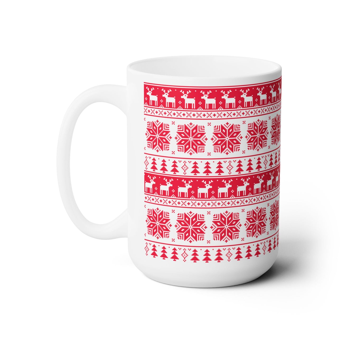 Christmas Ceramic Mug 15oz – Large Holiday Coffee & Tea Cup with C-Handle