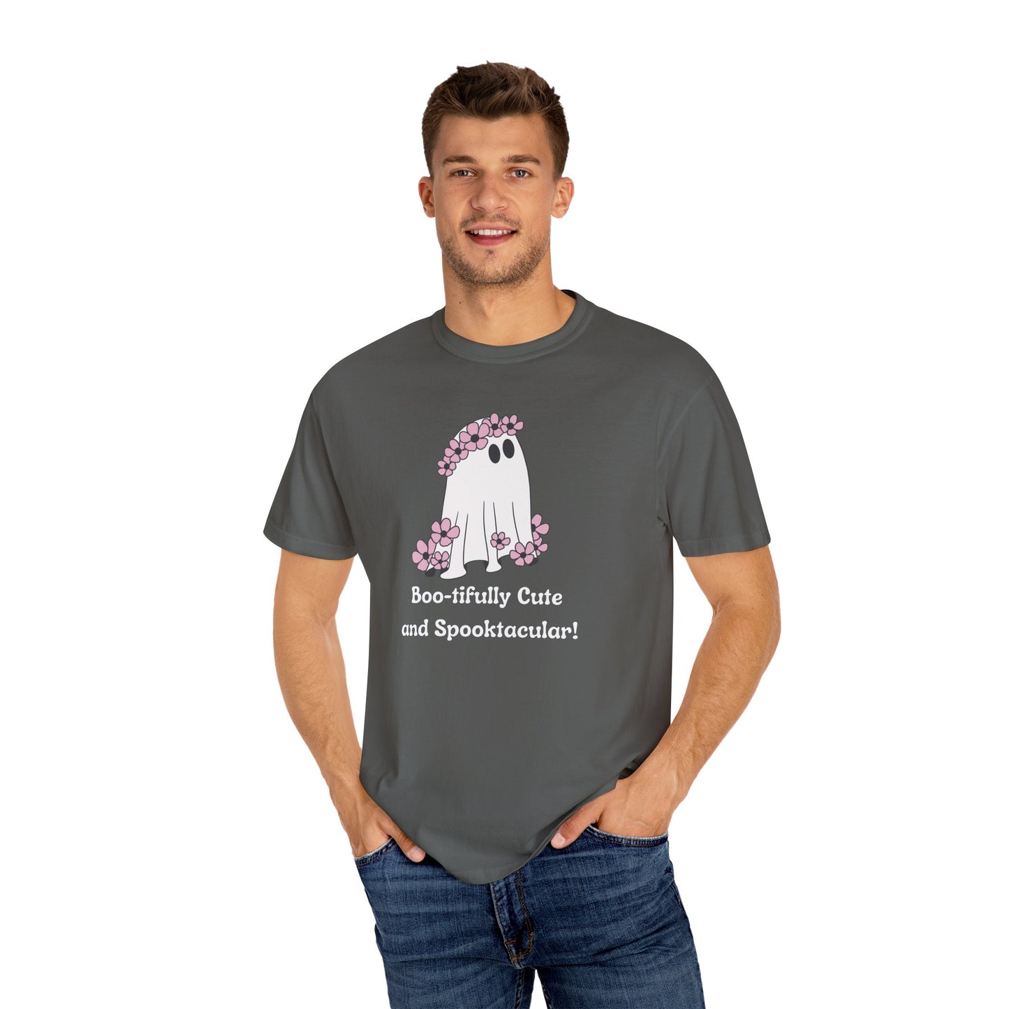 Boo-tiful Ghost Tee – Floral Charm Meets Halloween Fun!