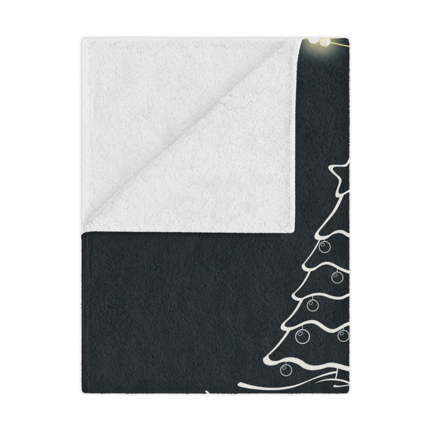 Merry Christmas in Black Printed Velveteen Minky Blanket
