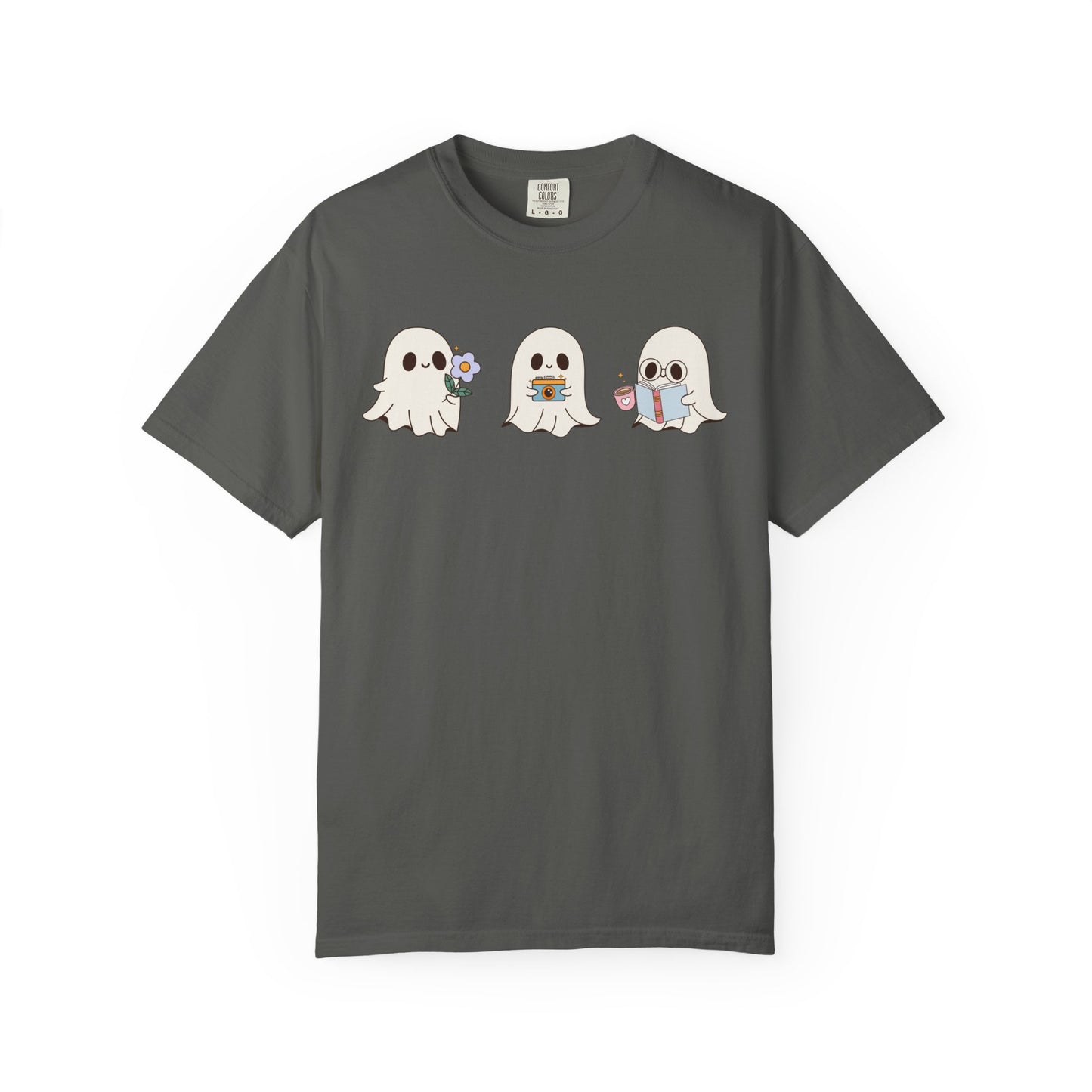 Cute Ghost Trio Halloween T-Shirt – Spooky Season Graphic Tee