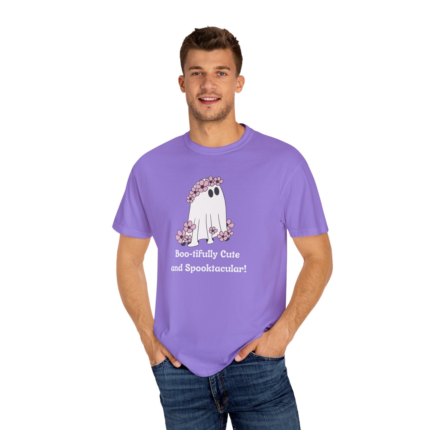 Boo-tiful Ghost Tee – Floral Charm Meets Halloween Fun!