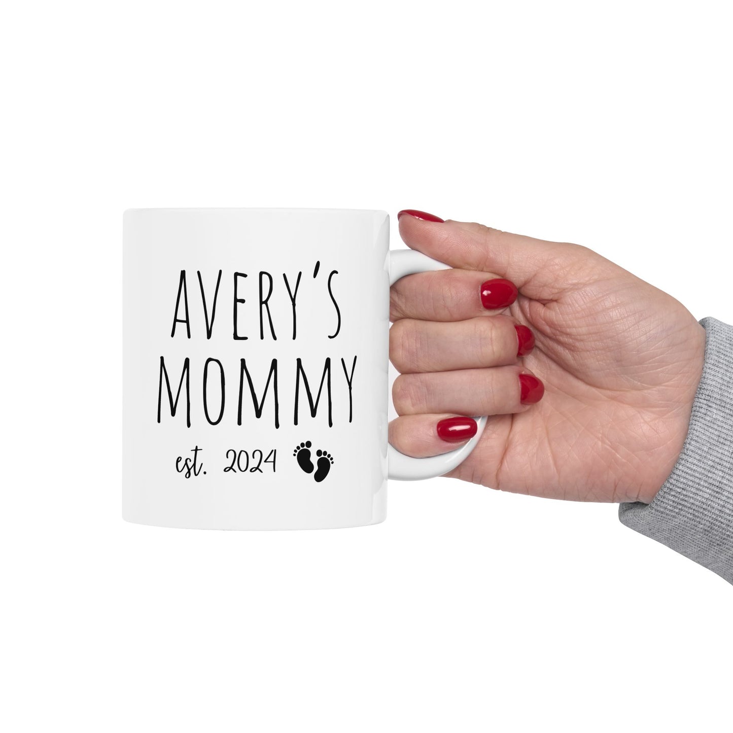 Mommy Mug with Kid Name – Personalized Coffee Mug for New Parents, Christmas Gift