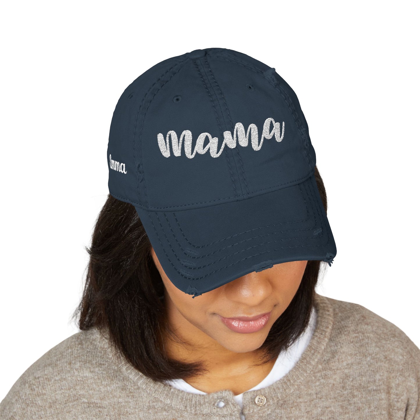 Personalized Embroidered 'Mama' Cap – Custom Distressed Hat for Mother’s Day or Birthday | Thoughtful Gift for Mom