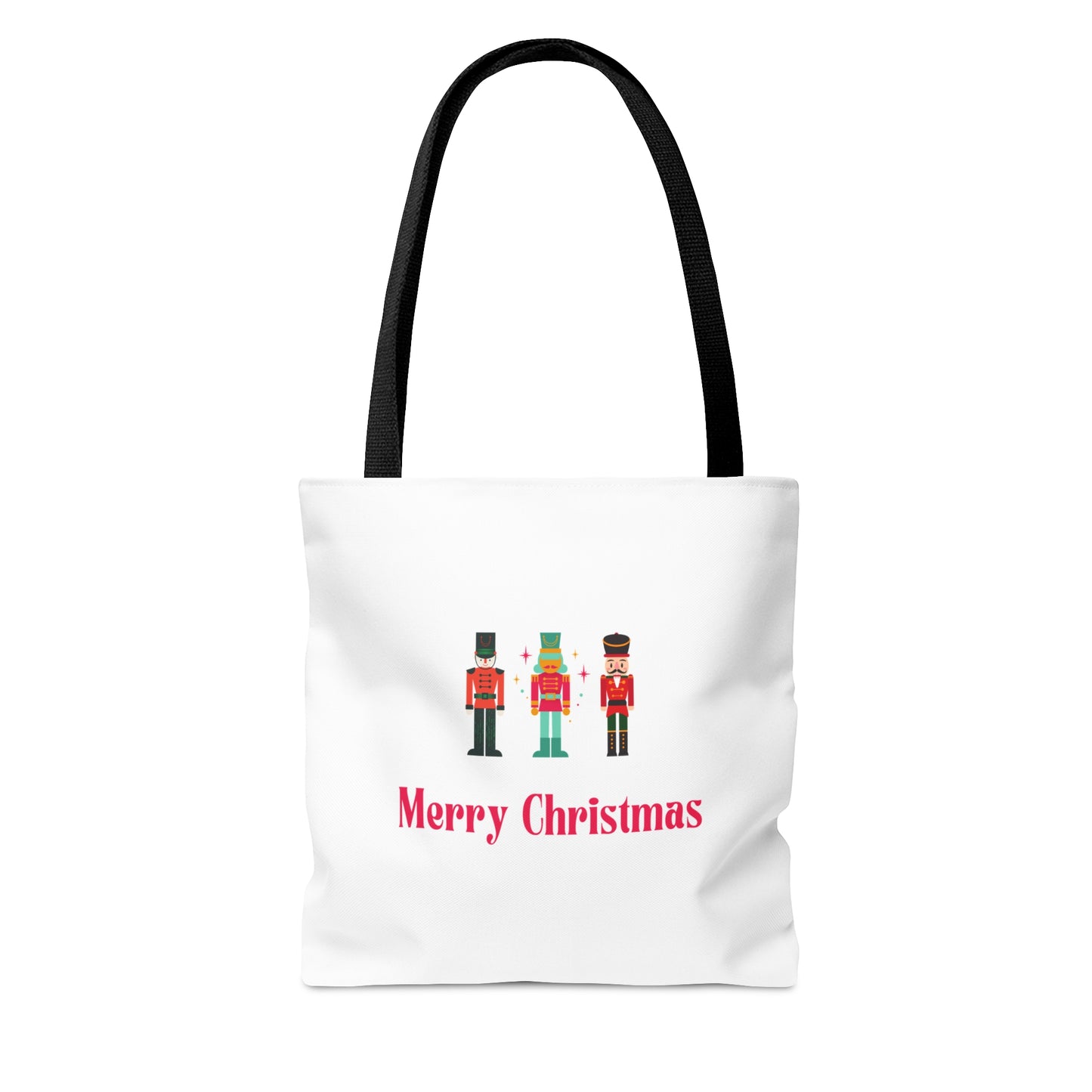 Tote Bag – Nutcracker Trio with “Merry Christmas” Text – Gift for Holiday Shoppers & Seasonal Outings
