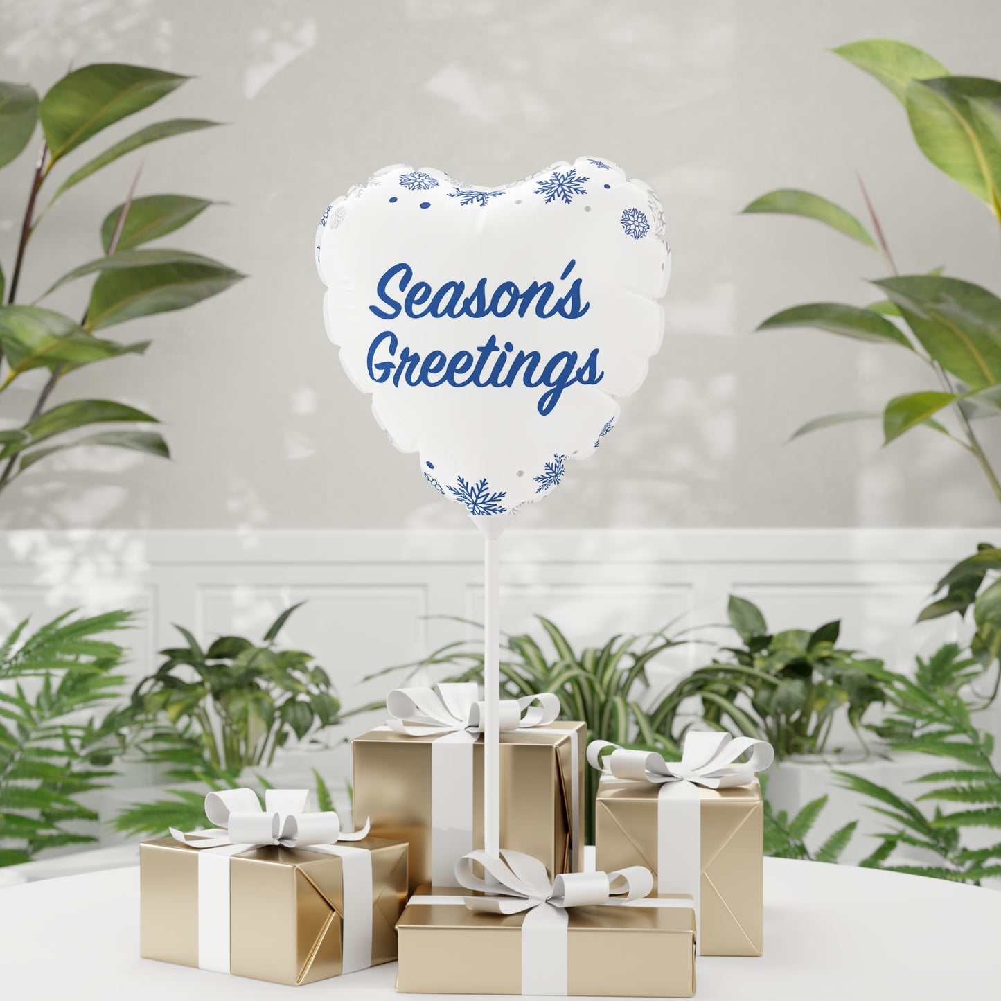 Season's Greetings Balloon (Round and Heart-shaped), 11", White