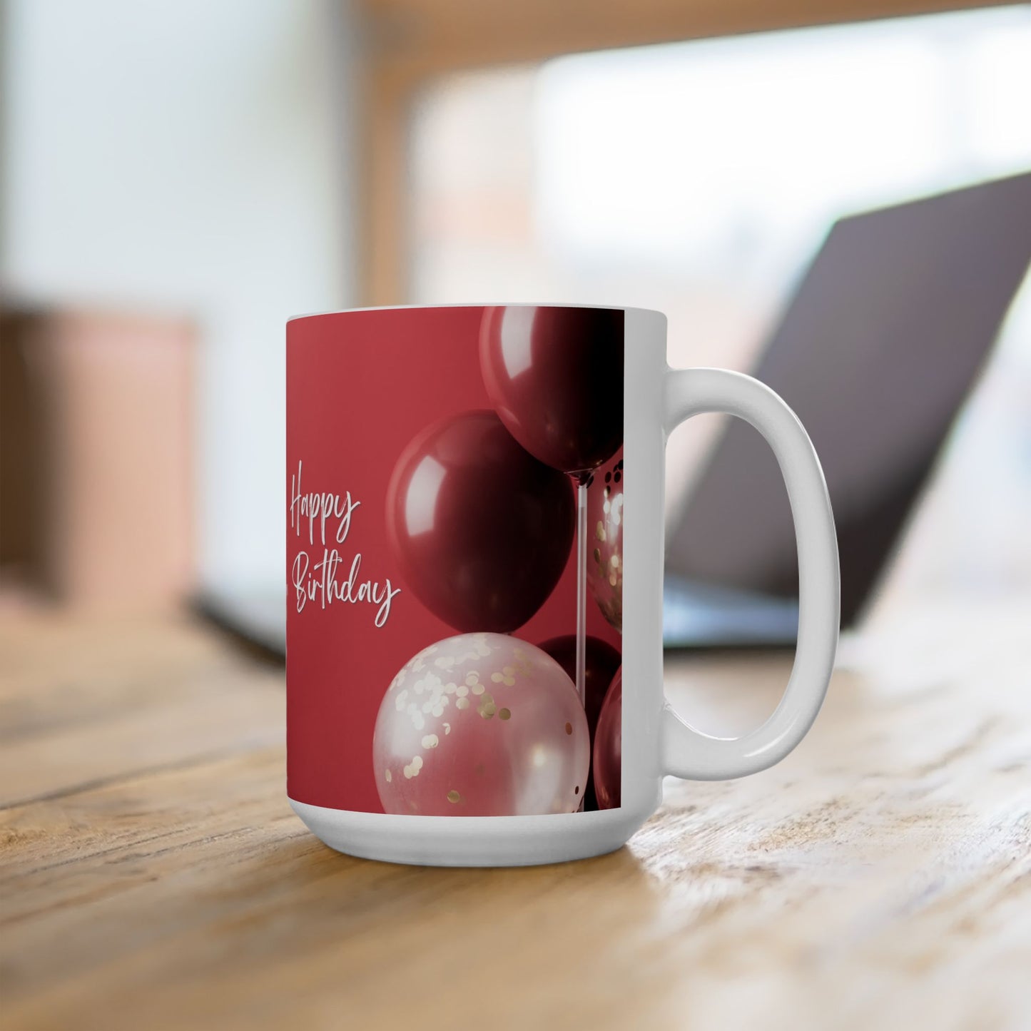 Birthday Ceramic Mugs 15 oz, Happy Birthday Printed Coffee Mug