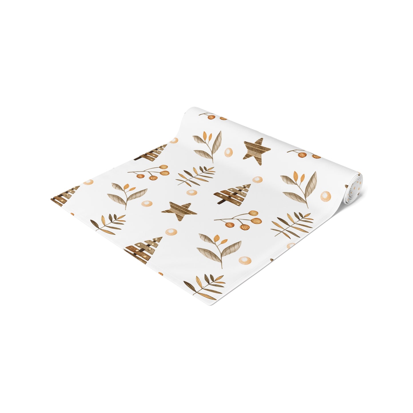 Brown Christmas Tree Pattern Table Runner – Minimalist Holiday Decor