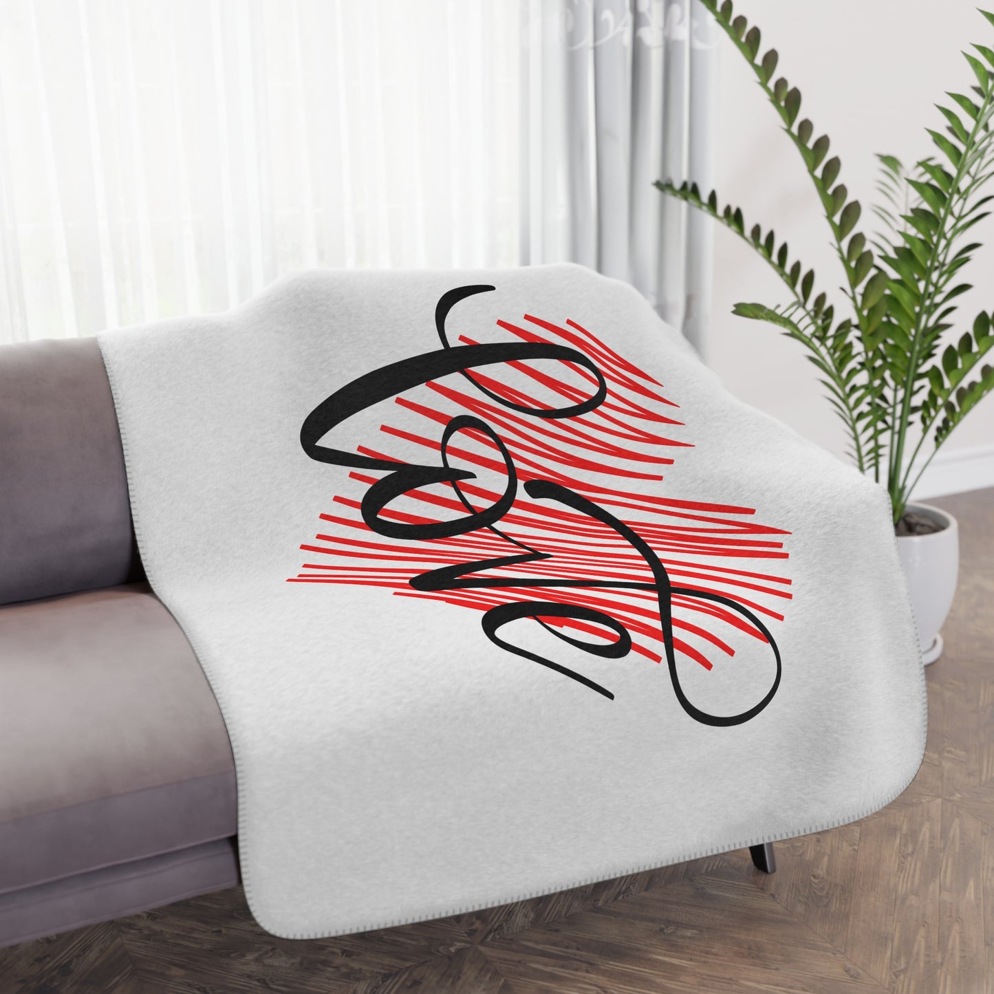 Love inside Heart Printed Tan Sherpa Blanket for Valentine
