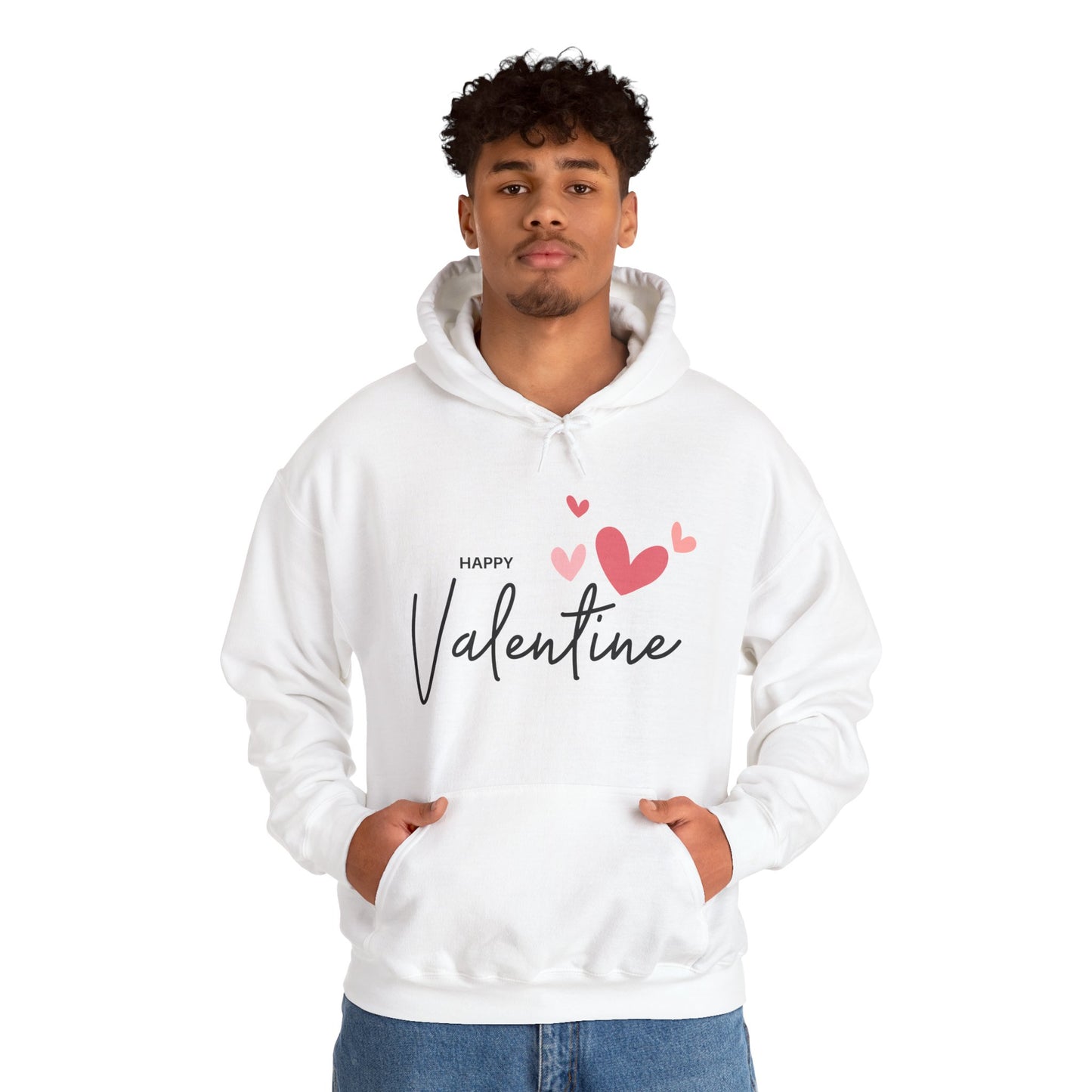 Valentine Sweatshirt, Unisex Heavy Blend™ Hooded Sweatshirt with Happy Valentine Print, Valentine Gift