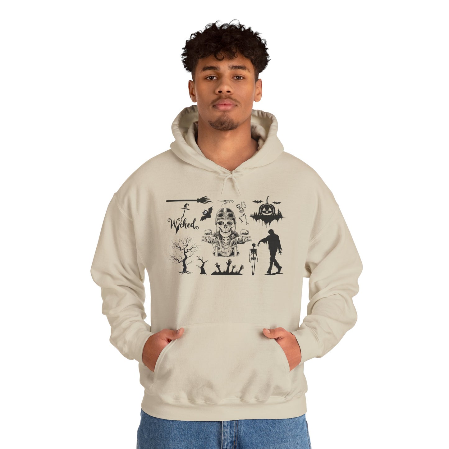 Wicked Skull Halloween Hoodie – Spooky Skeleton & Zombie Graphic Sweatshirt