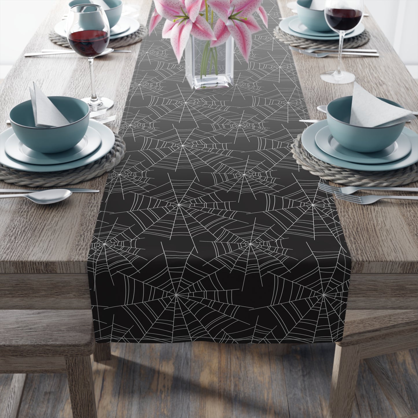 Halloween Spiderweb Table Runner – Gothic Party & Fall Table Decor