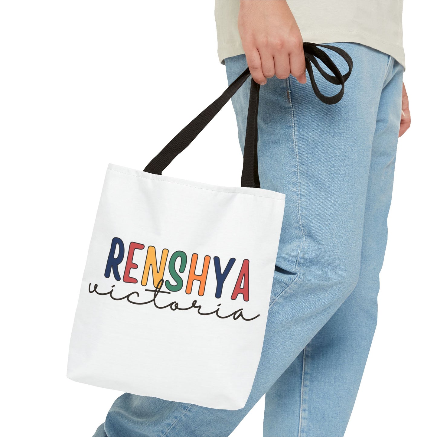 Personalized Name Tote Bag – Colorful Custom Design with Script Font