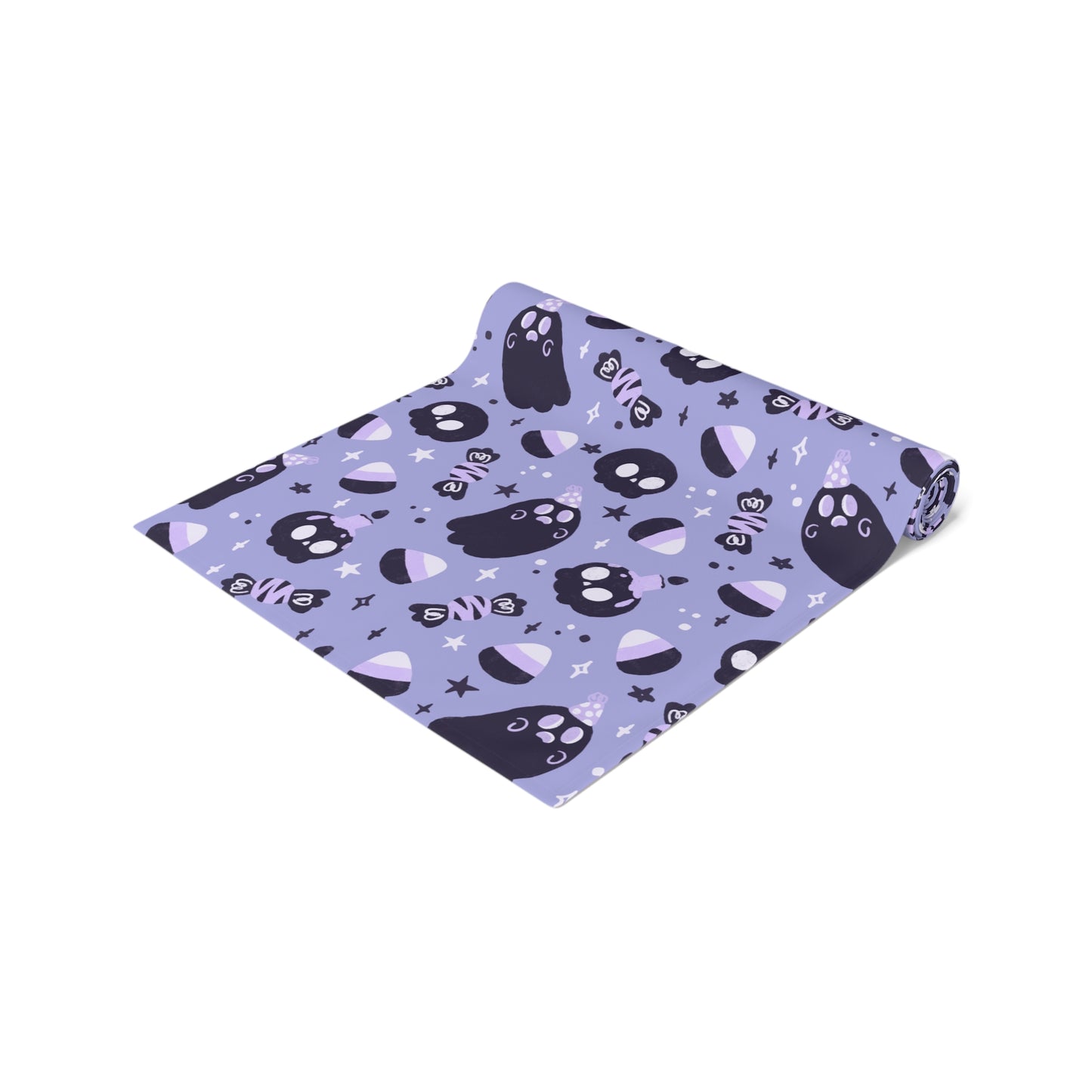 Purple Ghost & Skull Table Runner – Chic Playful Halloween Decor