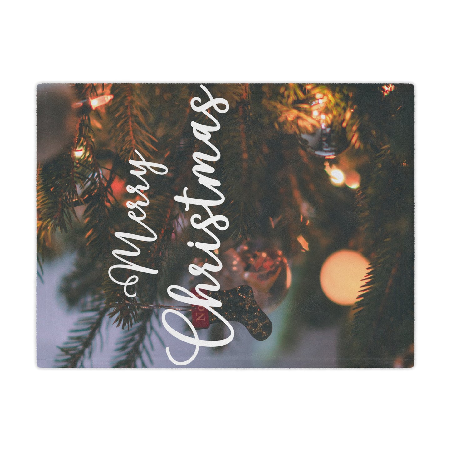 Merry Christmas with Ornament Printed Minky Blanket