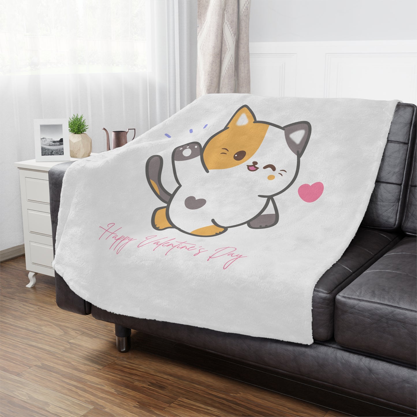 Happy Valentine Day Velveteen Minky Blanket