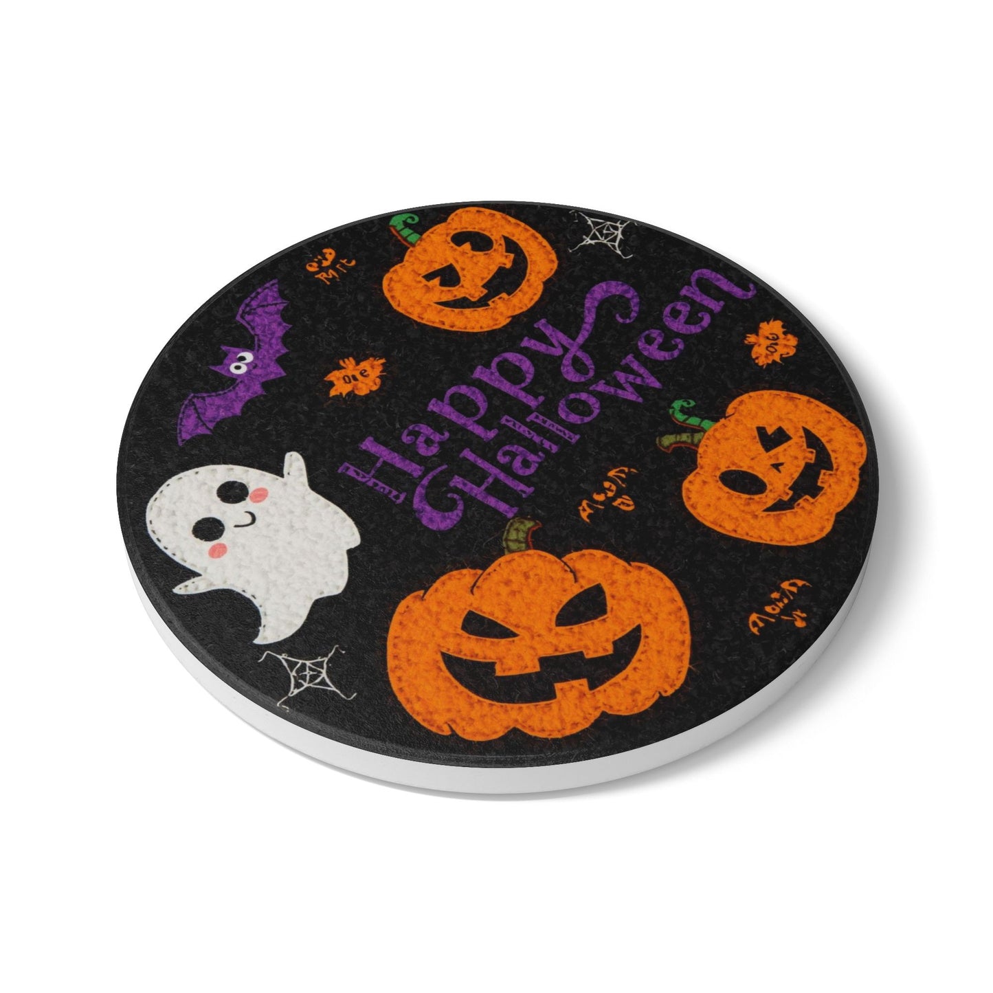 Halloween Ceramic Coaster with Ghost Design
