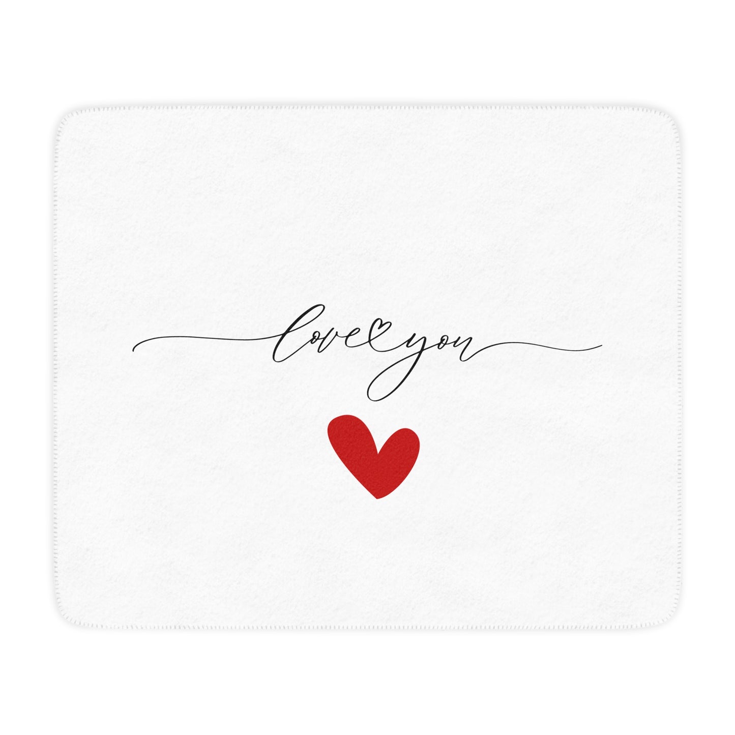 Love You Signatur with Heart Printed Tan Sherpa Blanket for Valentine Day