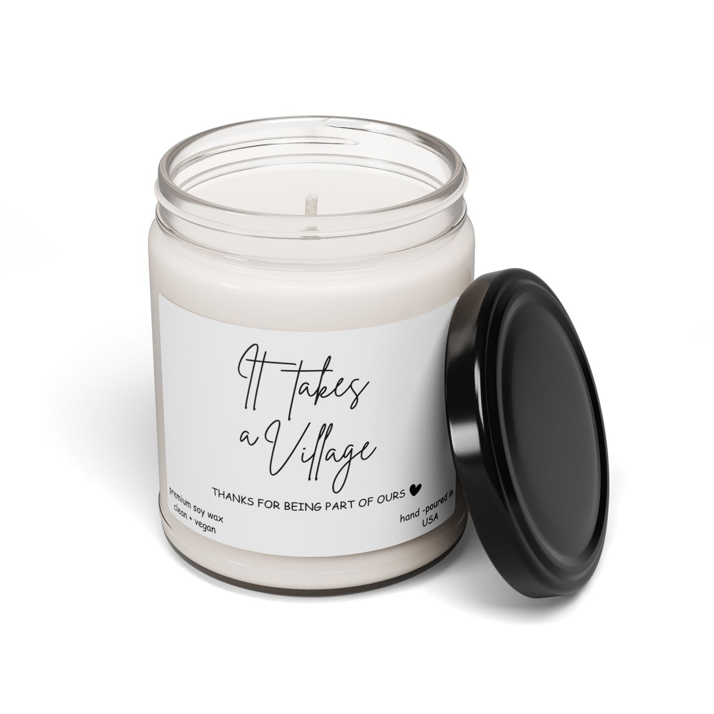 It Takes a Village 9oz Soy Wax Candle – Thanks for Being Part of Ours, Hand-Poured & Vegan