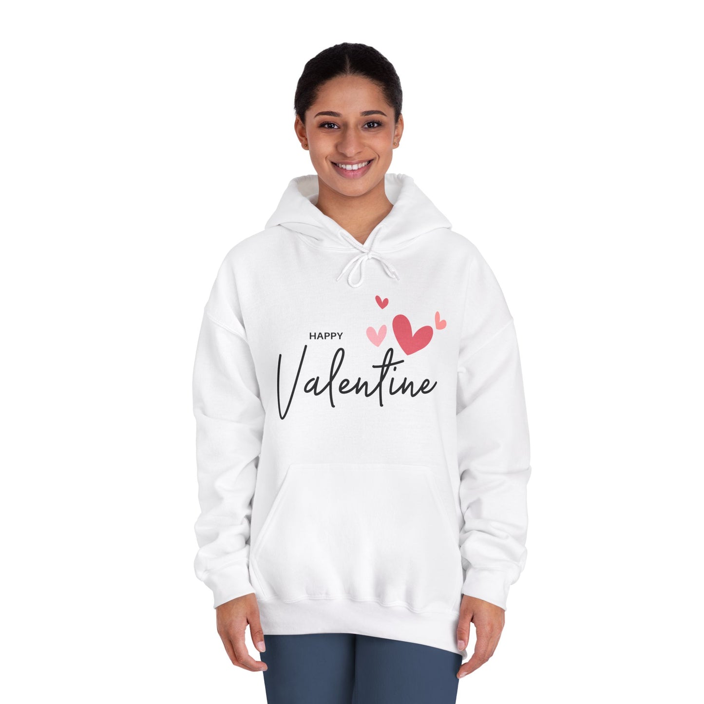 Valentine Sweatshirt, Unisex DryBlend® Hooded Sweatshirt with Happy Valentine Print