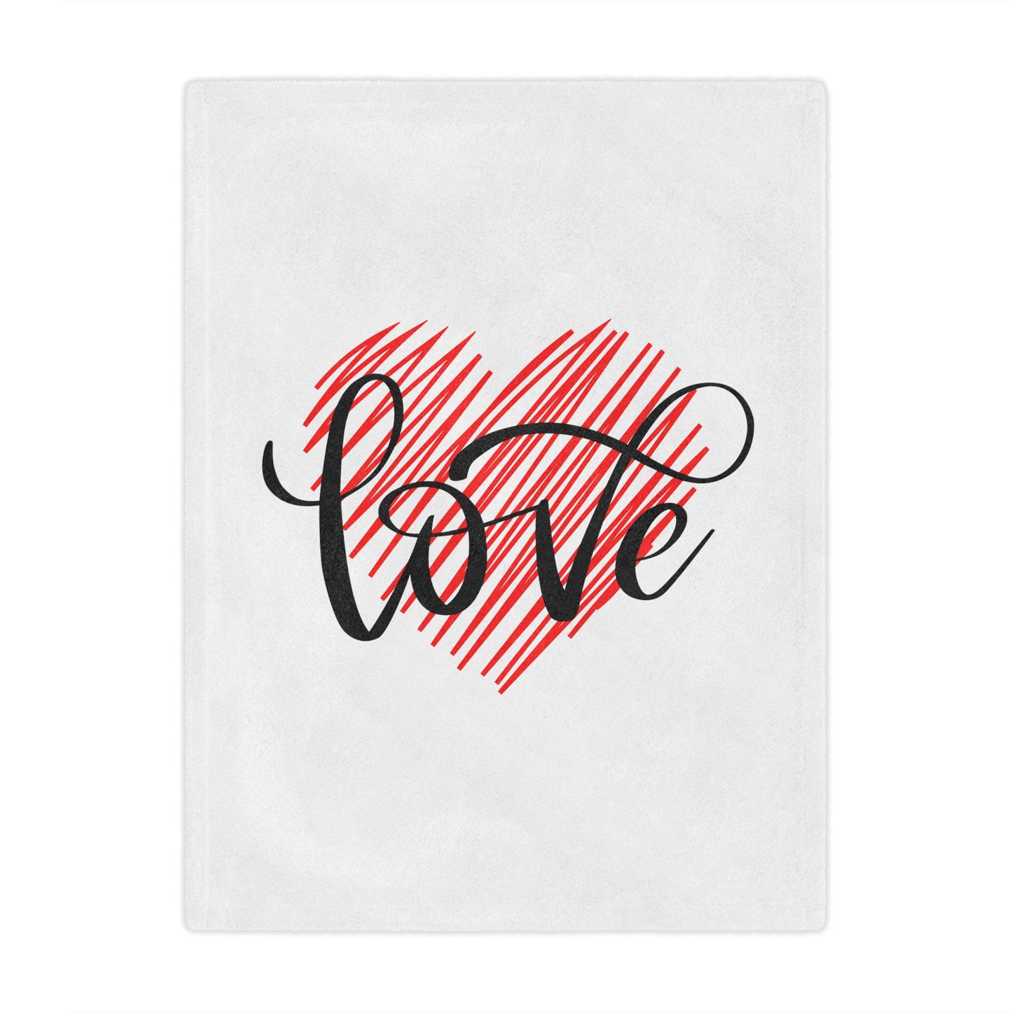 Love inside Heart Printed Valentine Minky Blanket, Black & Red