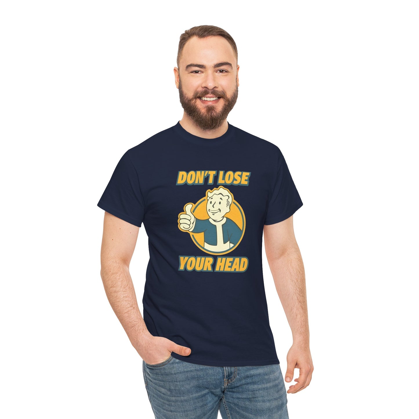 Fallout Vault Boy T-Shirt – “Don’t Lose Your Head” Graphic Tee, Gamer Shirt