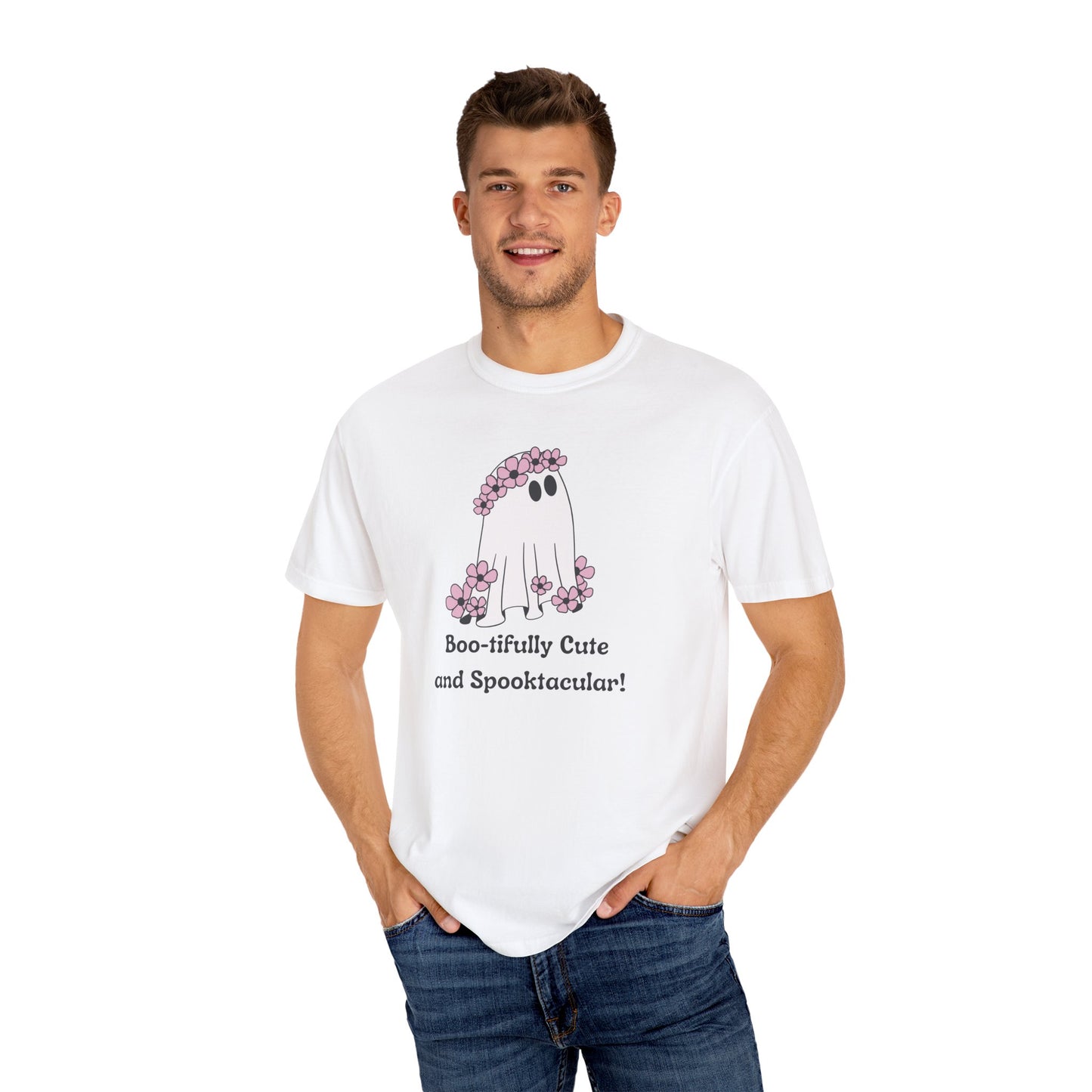 Boo-tiful Ghost Tee – Floral Charm Meets Halloween Fun!