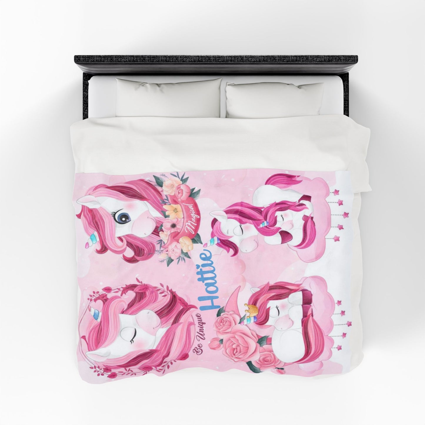 Personalized Unicorn Blanket for Kids – Soft Plush Velveteen Throw for Girls – Magical Custom Gift for Birthdays & Holidays