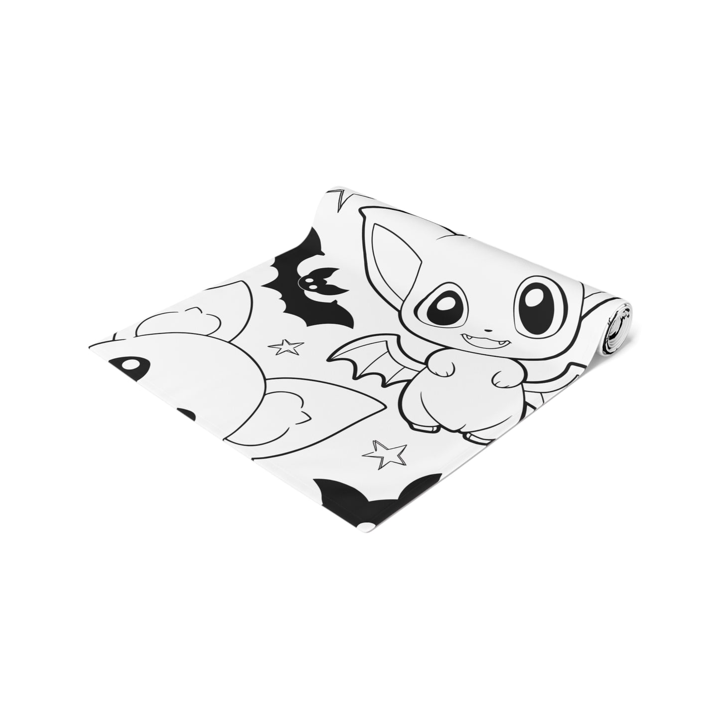 Cartoon Bats & Starry Night Table Runner – Whimsical Halloween Dining Decor