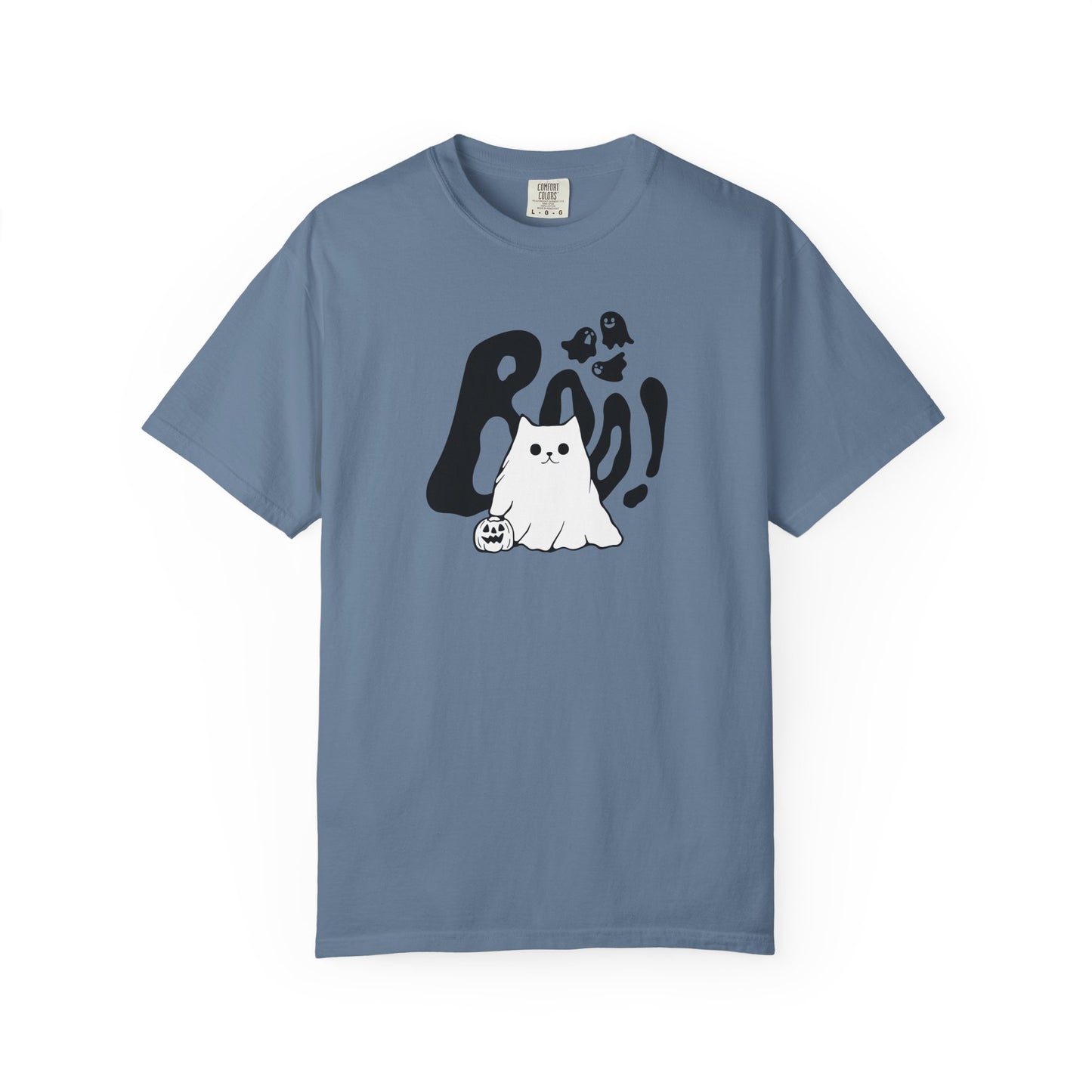 BOO Ghost Cat T-shirt– Pumpkin Purrfection for Halloween