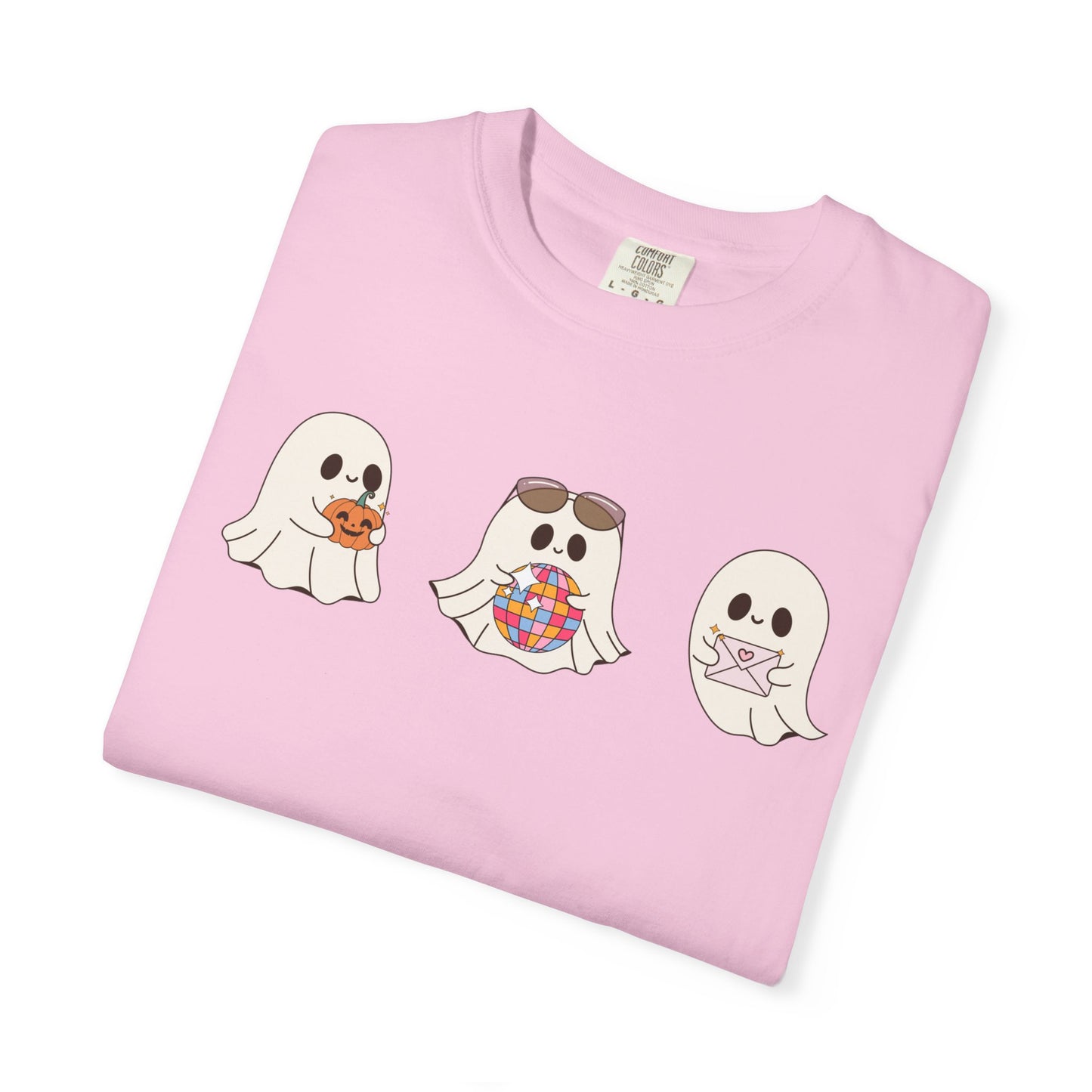 Three Cute Ghosts with Pumpkin, Trick or Treat Party Outfit – October Holiday Shirt