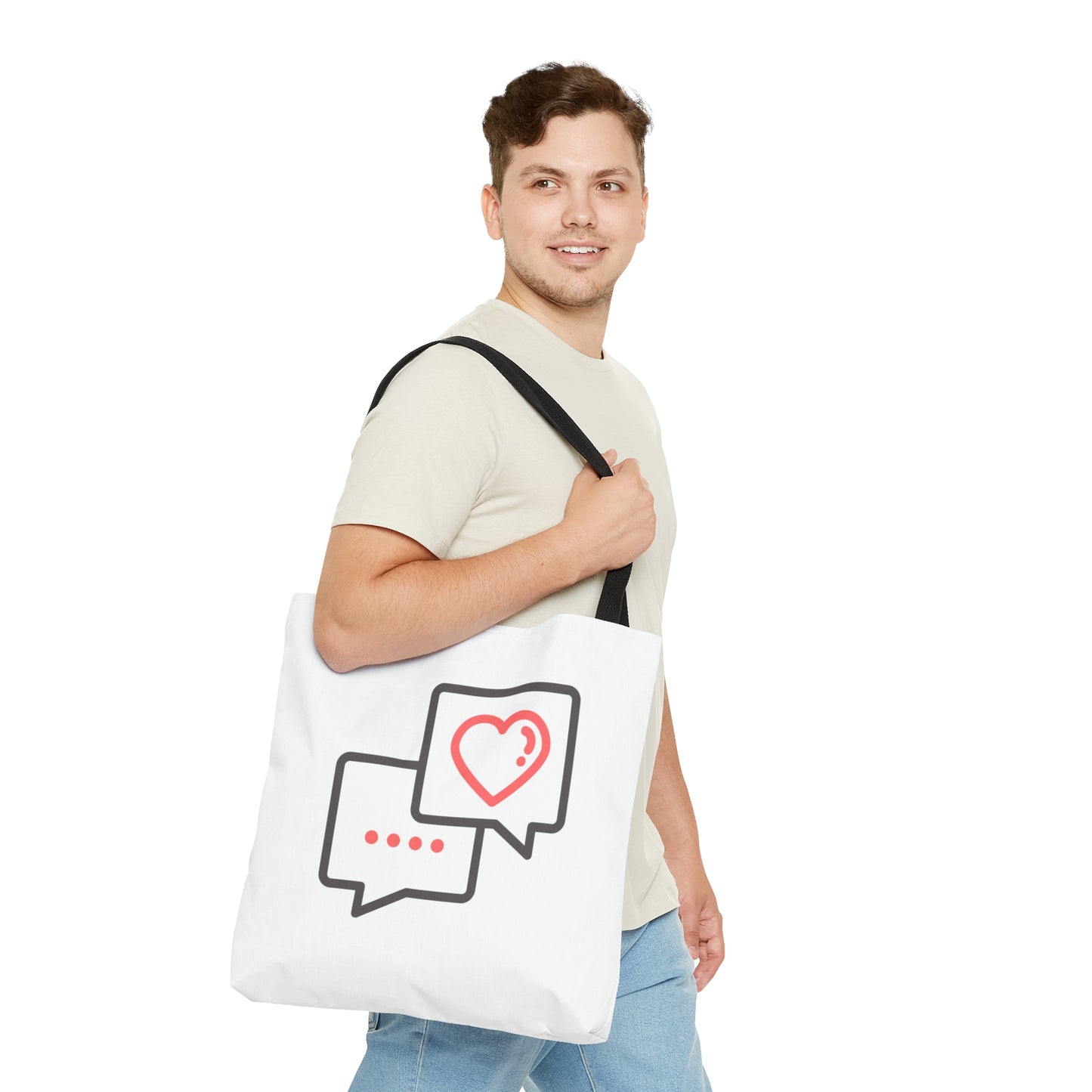 Messege from Heart Printed Tote Bag, Valentine's Tote Bag