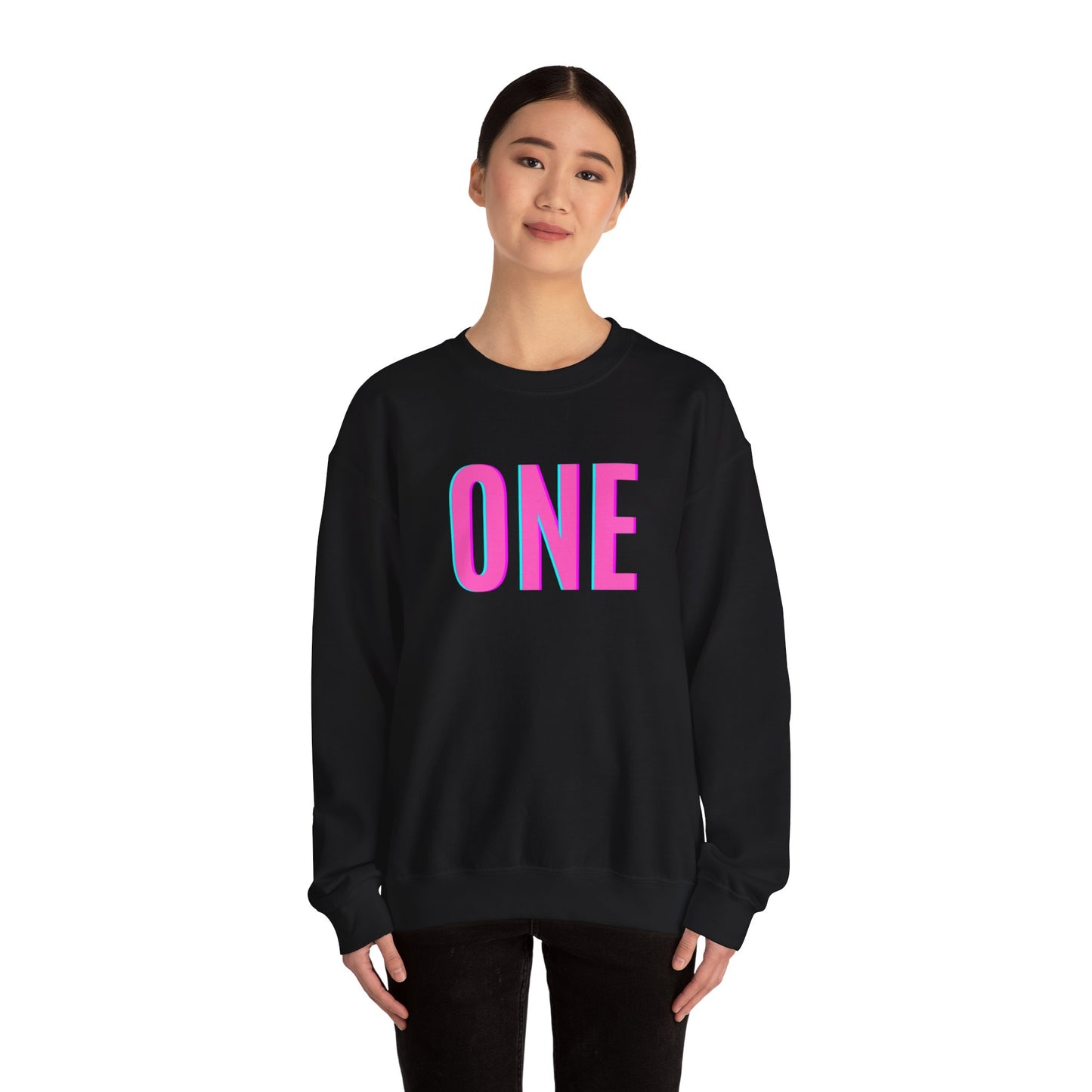 ONE Print White Unisex SweatshirtCrewneck Sweatshirt