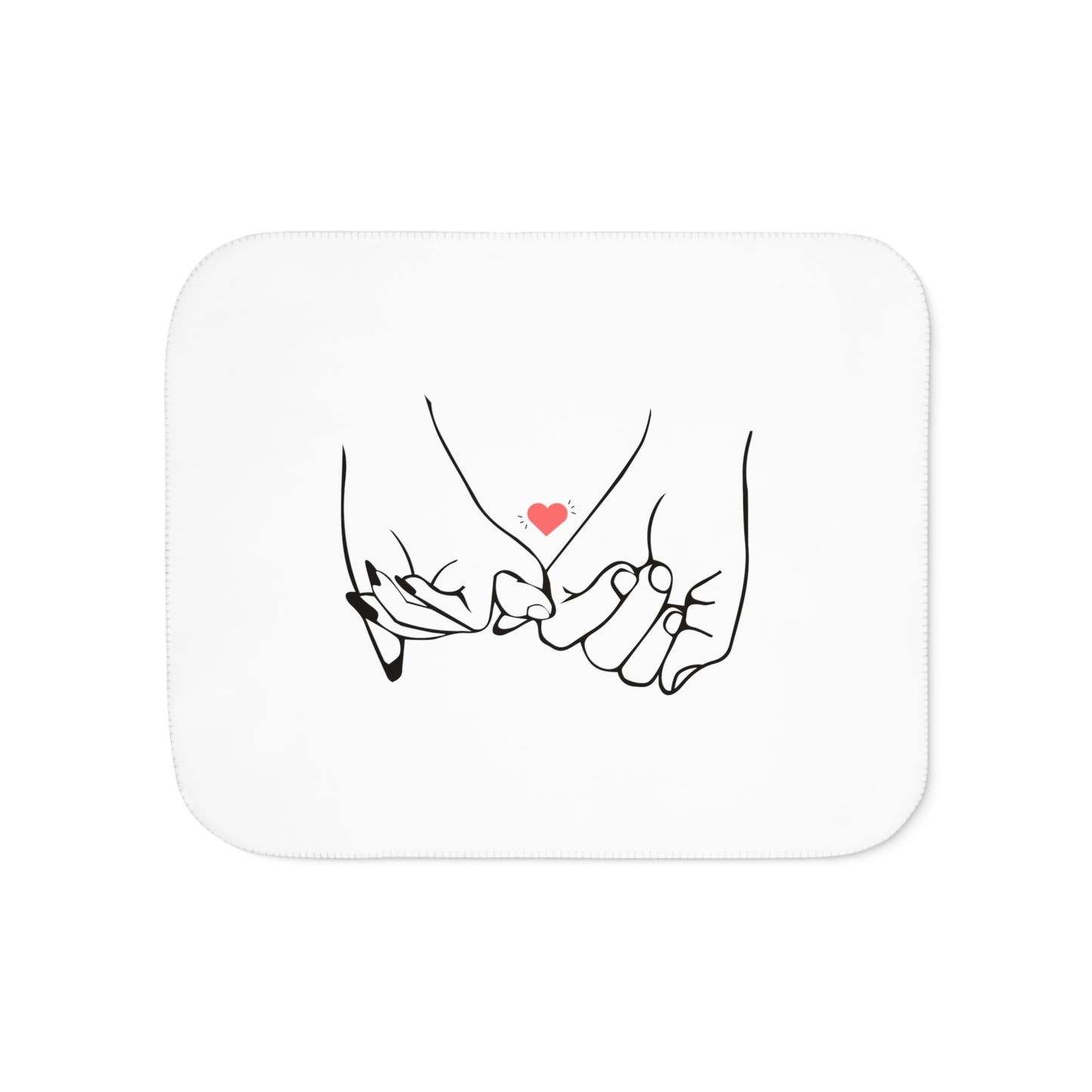 Couple's Hand with Heart Printed Sherpa Blenket for Valentine Day