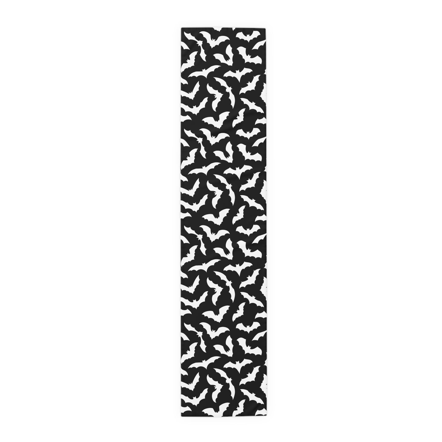 Halloween Table runer – Black & White Bat Pattern – Spooky Halloween Dining Decor & Host Gift
