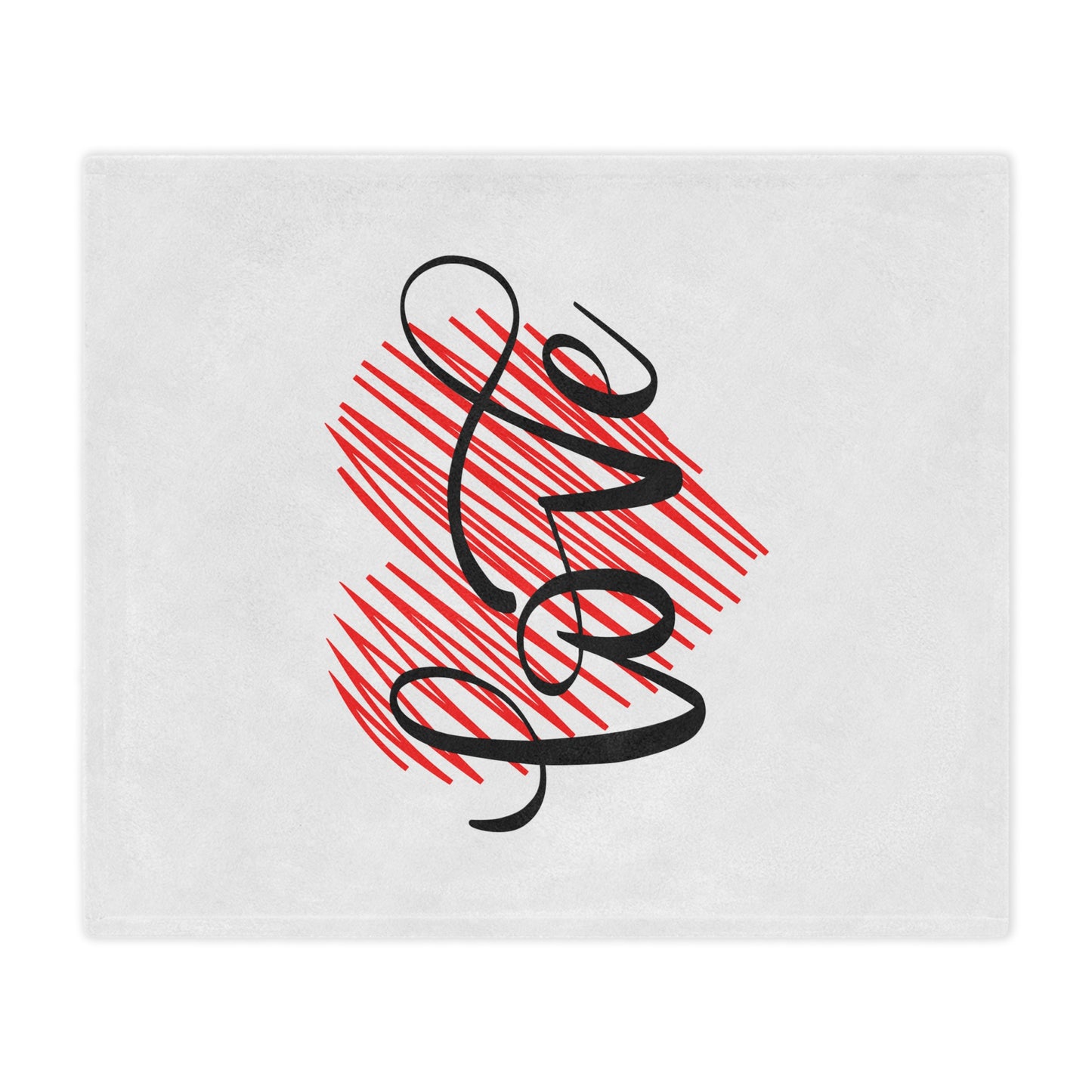 Love inside Heart Printed Valentine Minky Blanket, Black & Red