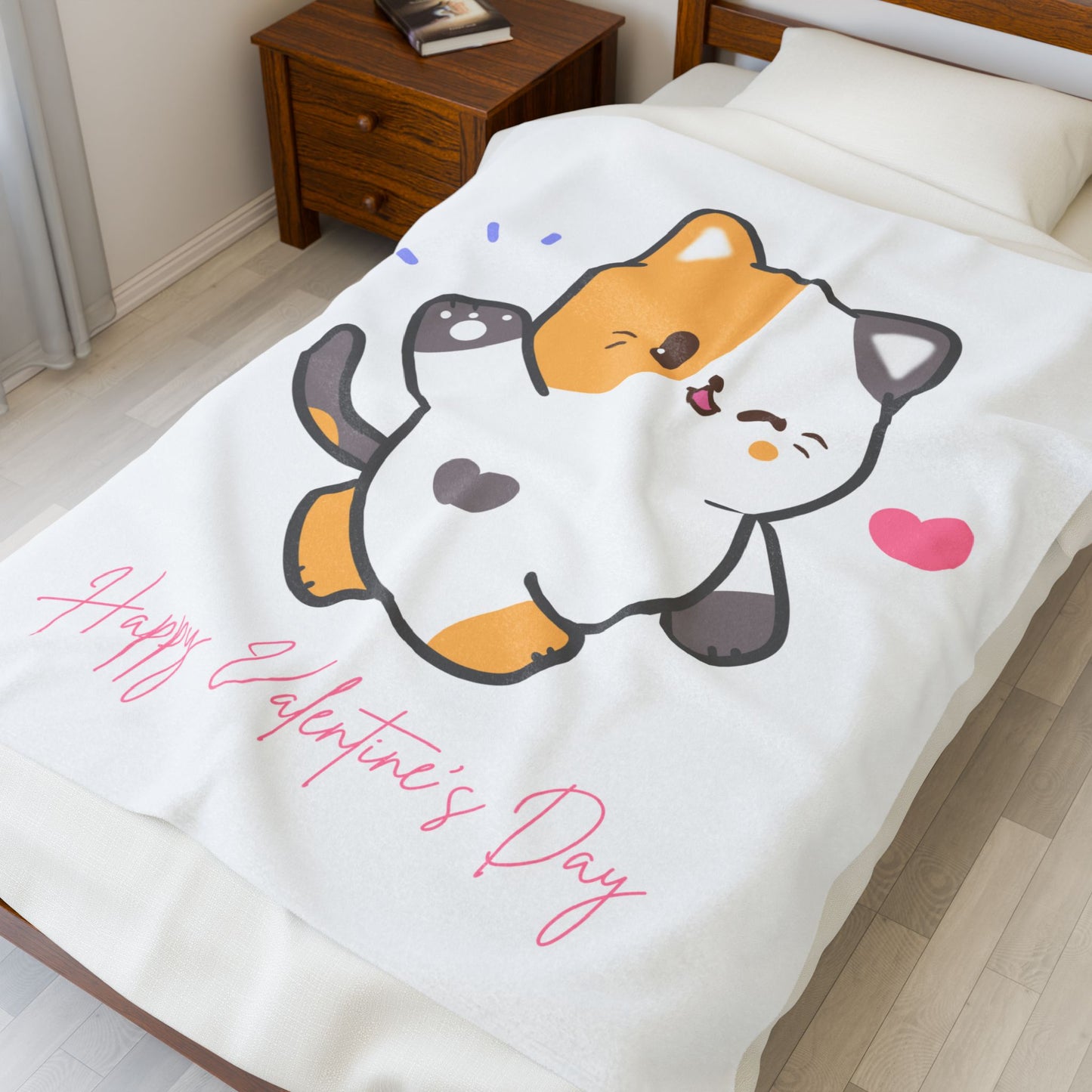 Happy Valentine Day Printed Velveteen Plush Blanket