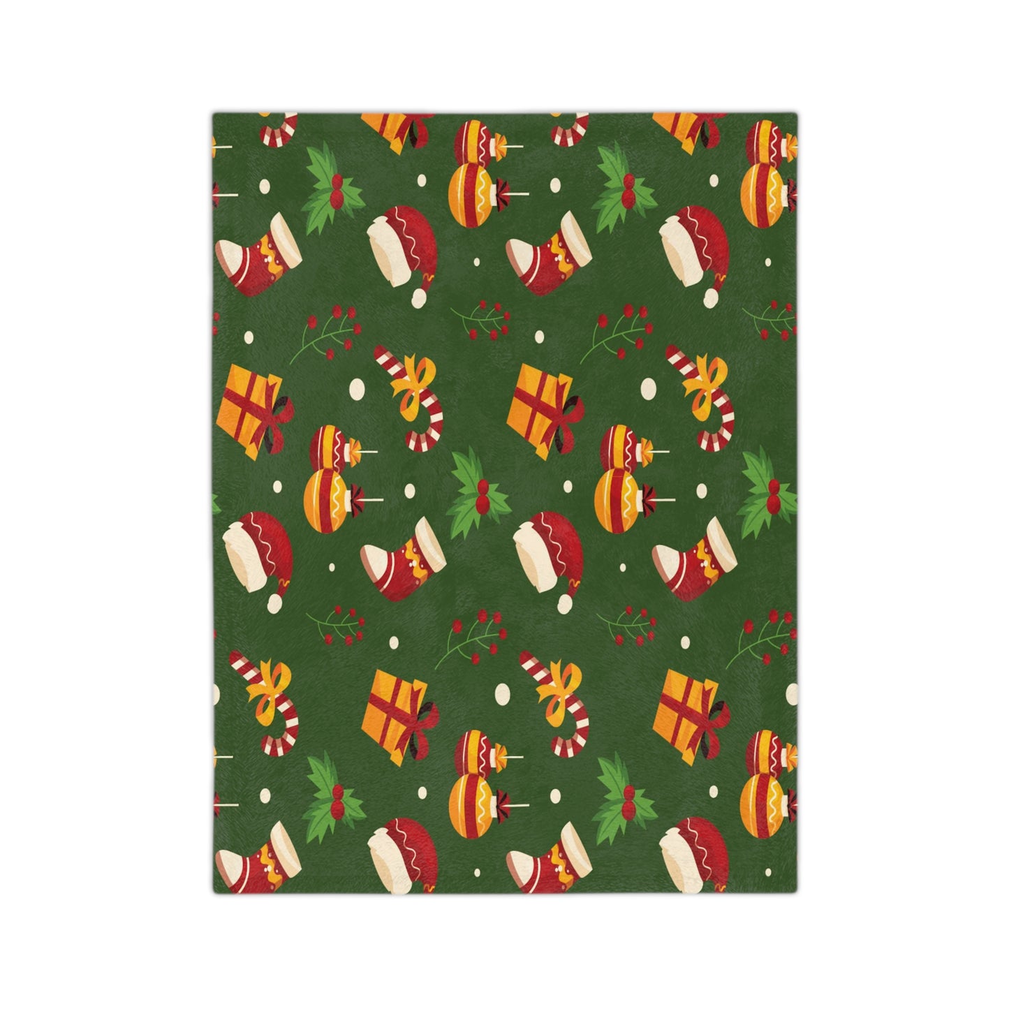 Dark Green Christmas Velveteen Minky Blanket