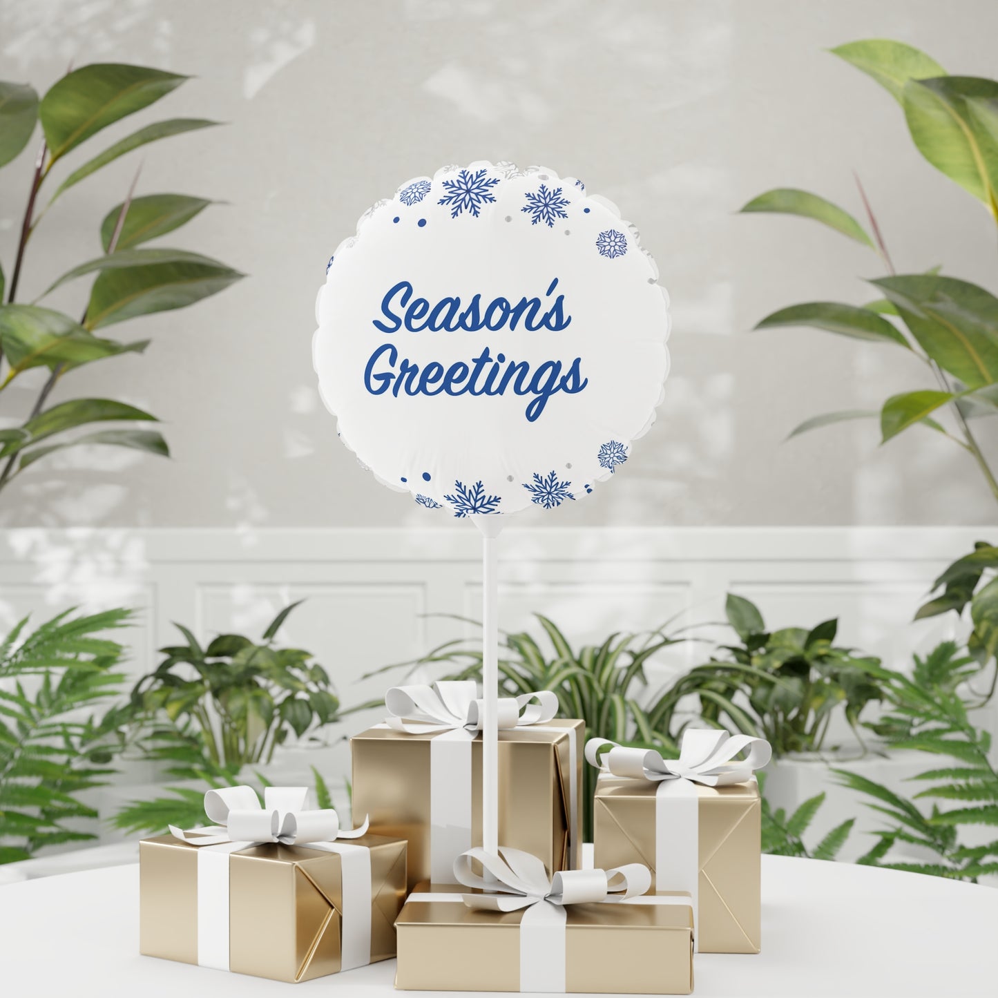 Season's Greetings Balloon (Round and Heart-shaped), 11", White