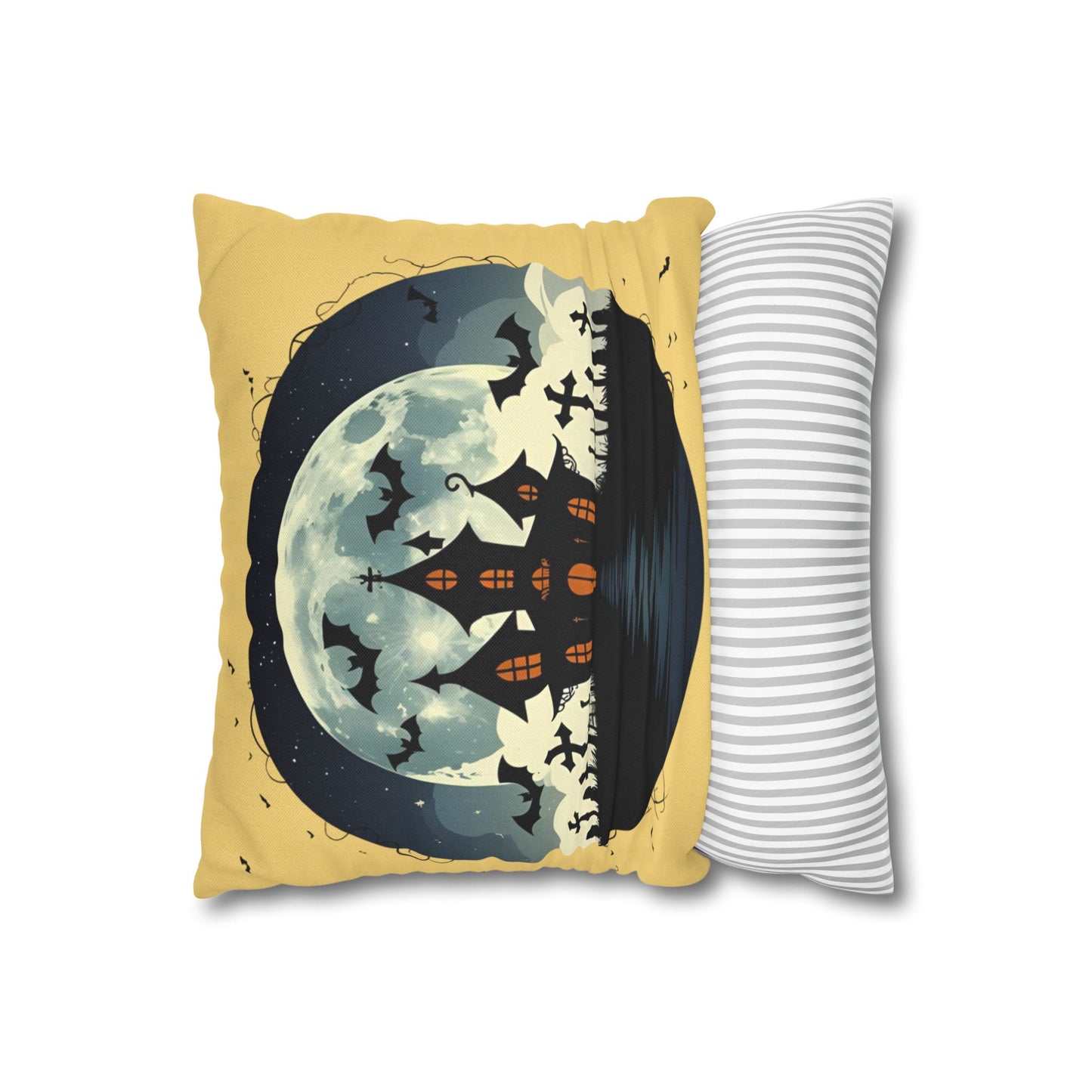 Square Pillowcase Halloween Spooky Pumpkins Fall Decor Throw Pillow Cover
